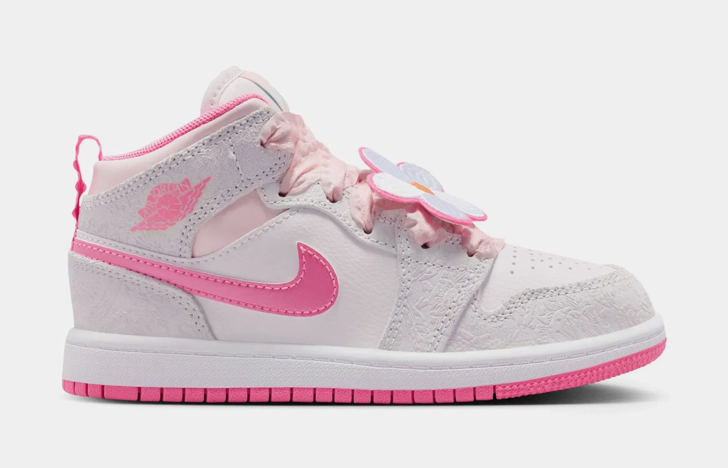 Air Jordan 1 Mid SE Preschool Lifestyle Shoes (Vast Grey/Sail/Pink Bloom/Pink Glow)