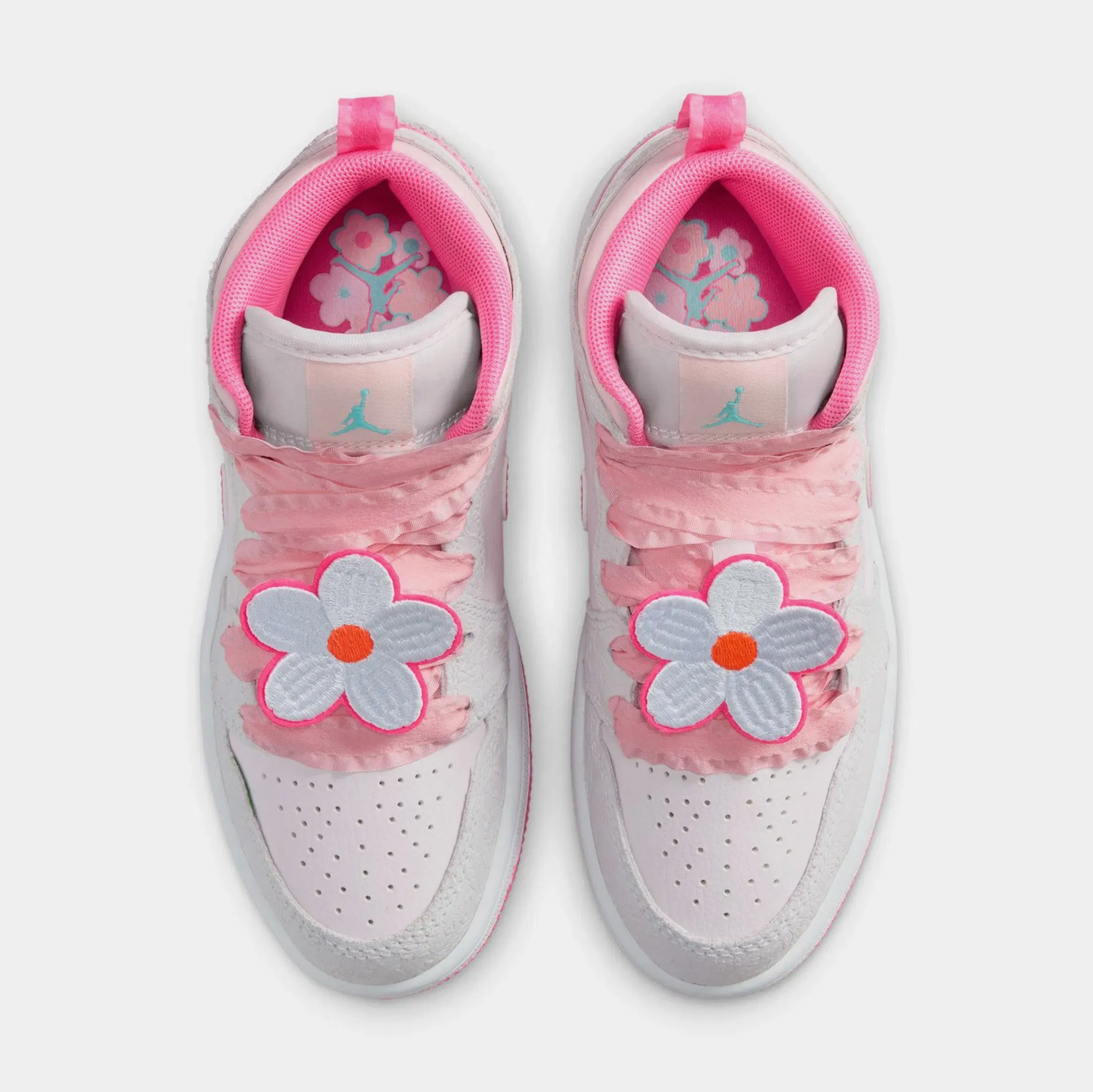 Air Jordan 1 Mid SE Preschool Lifestyle Shoes (Vast Grey/Sail/Pink Bloom/Pink Glow)
