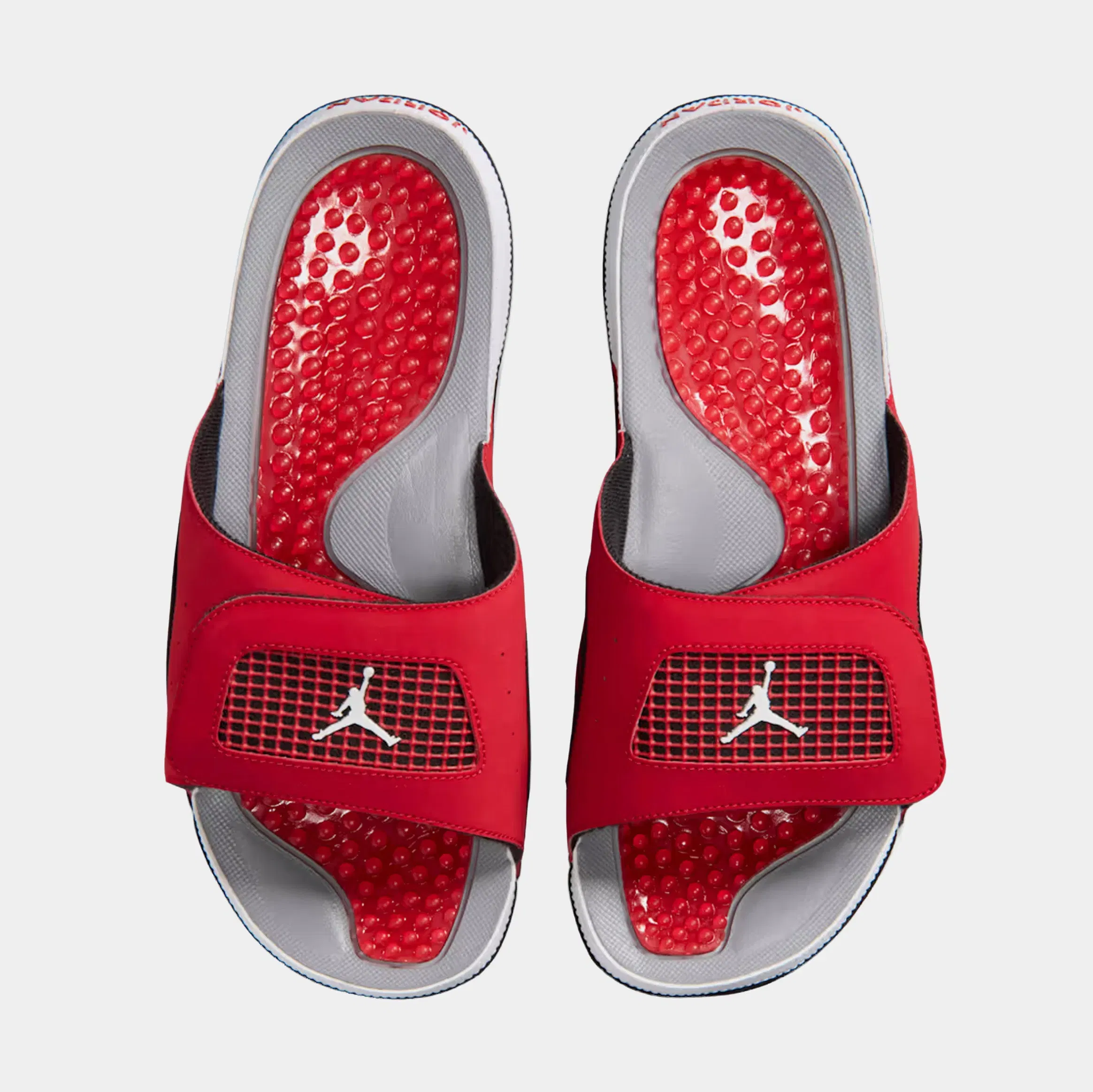 Air Jordan Hydro 4 Retro Slide Mens Sandals (Fire Red/Black/Cement Grey/White)