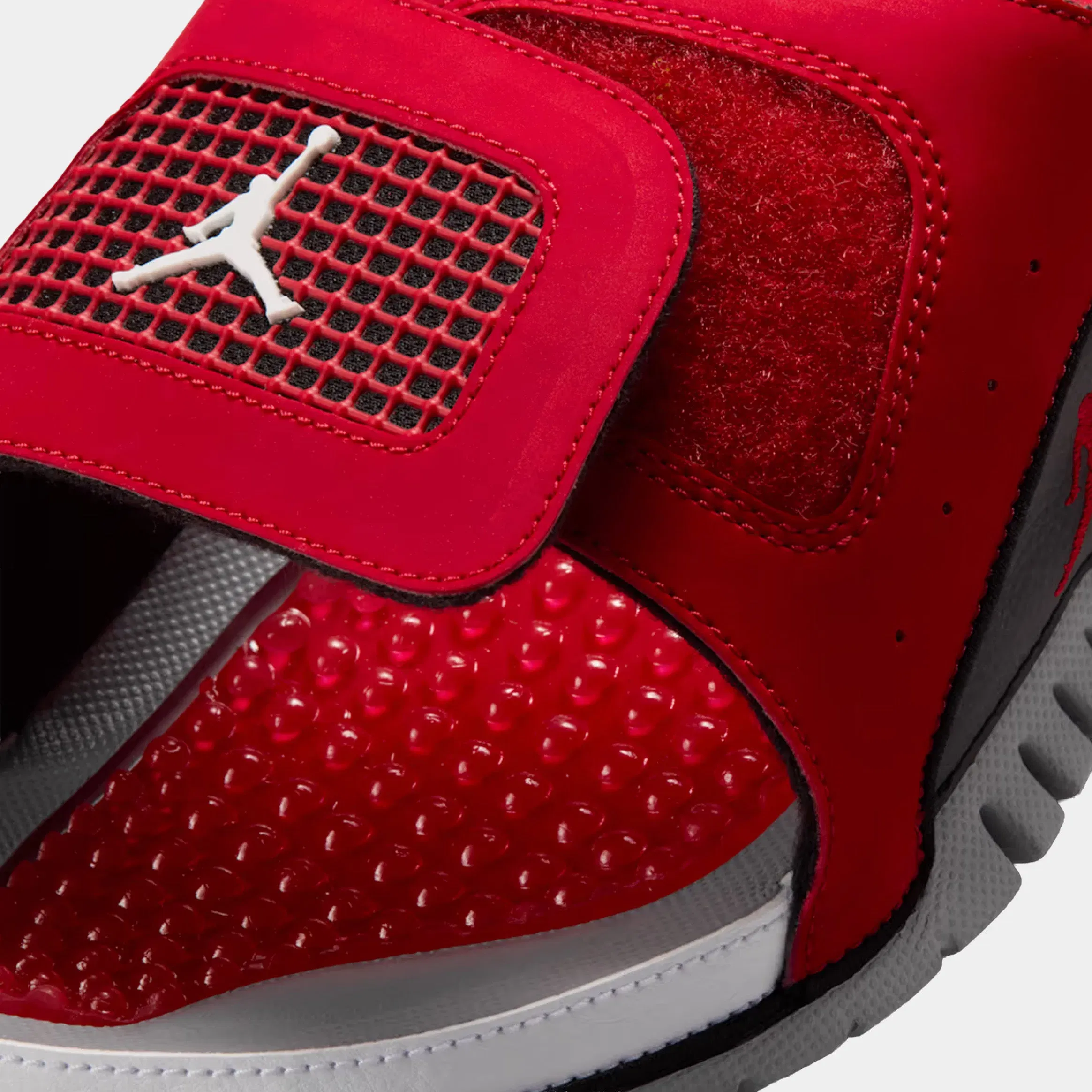 Air Jordan Hydro 4 Retro Slide Mens Sandals (Fire Red/Black/Cement Grey/White)