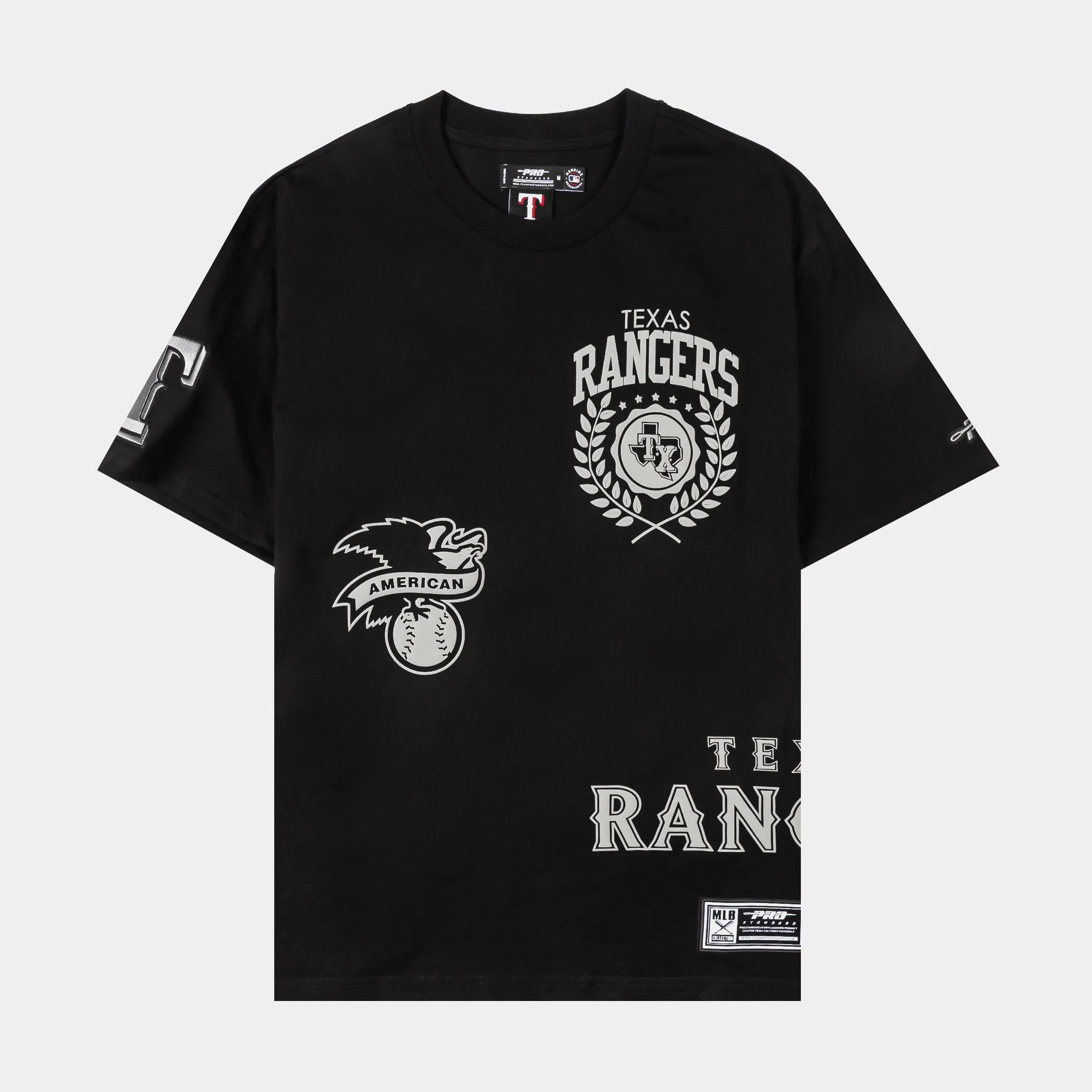 PRO STANDARD Texas Rangers Street Team Drop Shoulder Mens Short Sleeve Shirt (Black/Grey)