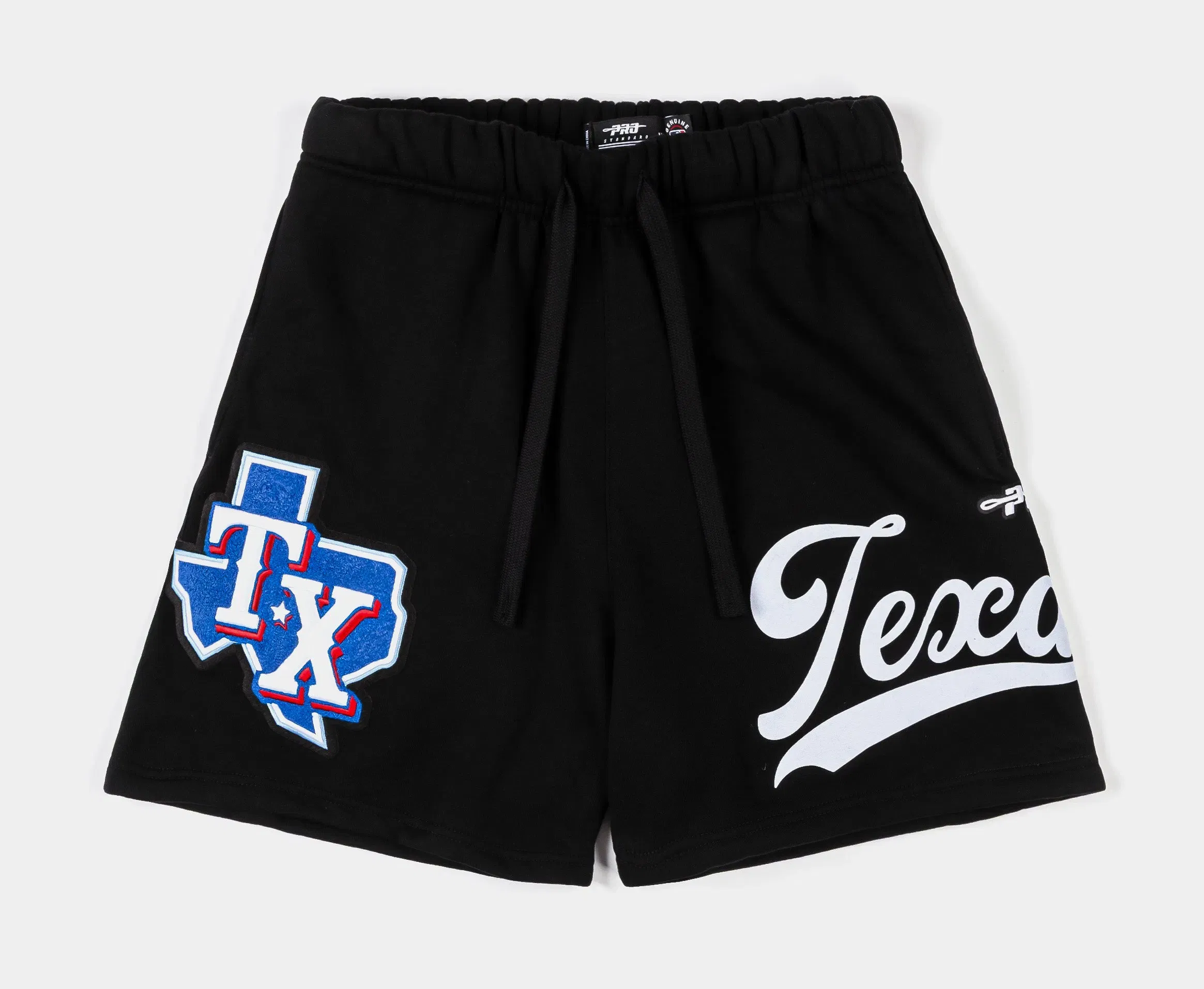 PRO STANDARD Texas Rangers Living Large Fleece Mens Shorts (Black/White)