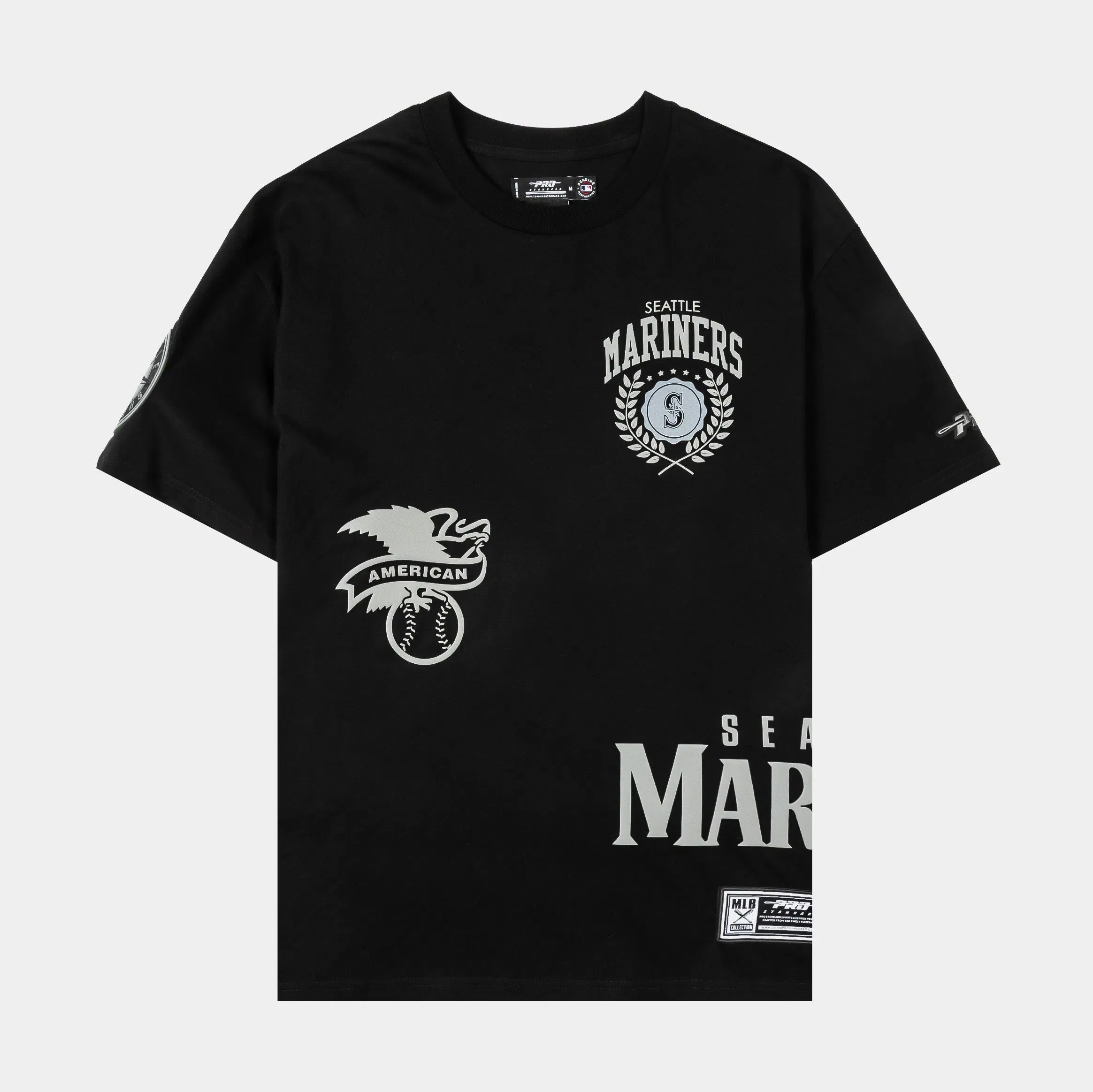 PRO STANDARD Seattle Mariners Street Team Drop Shoulder Mens Short Sleeve Shirt (Black/Grey)