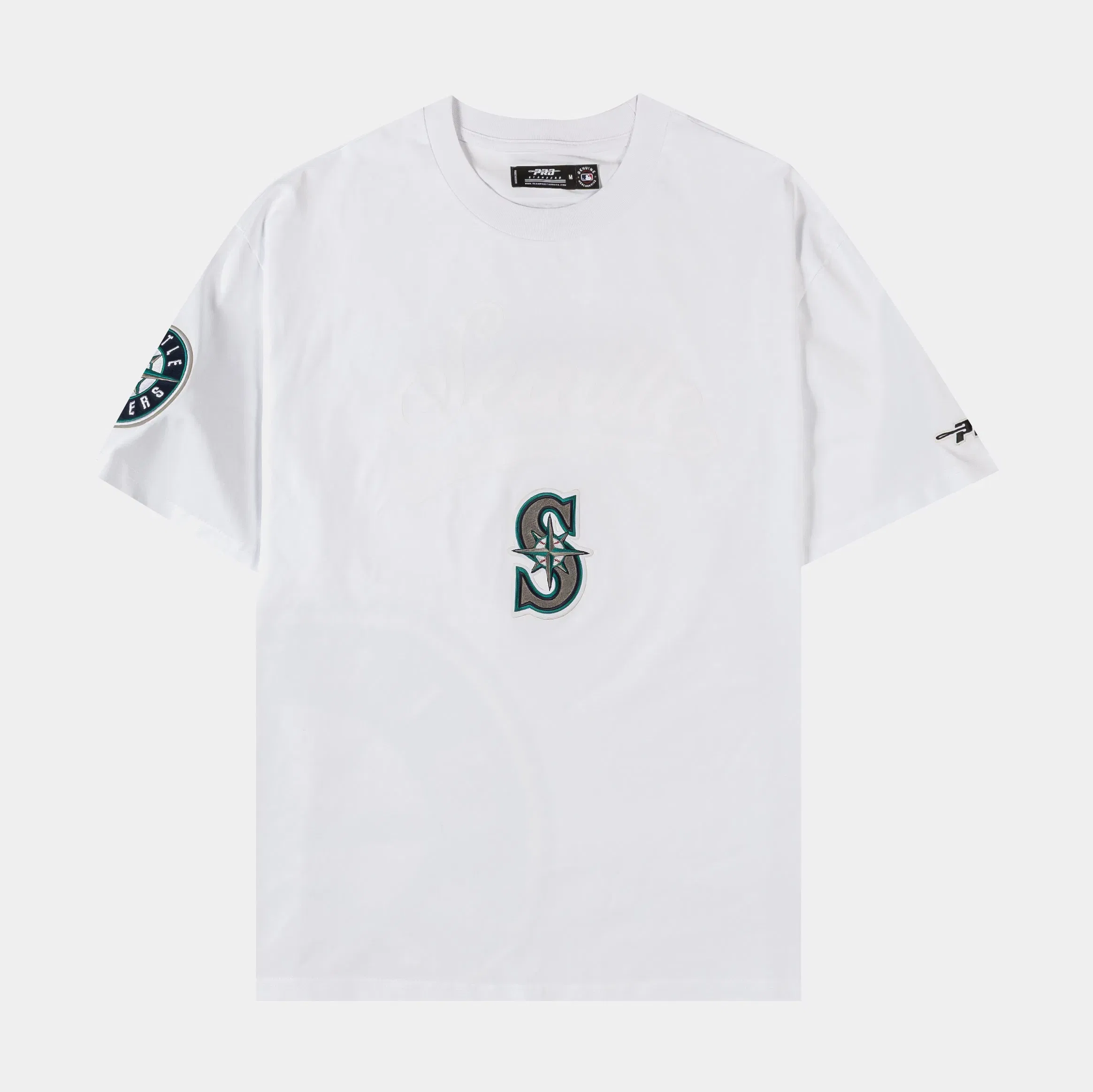 PRO STANDARD Seattle Mariners Living Large Drop Shoulder Mens Short Sleeve Shirt (White/Green)