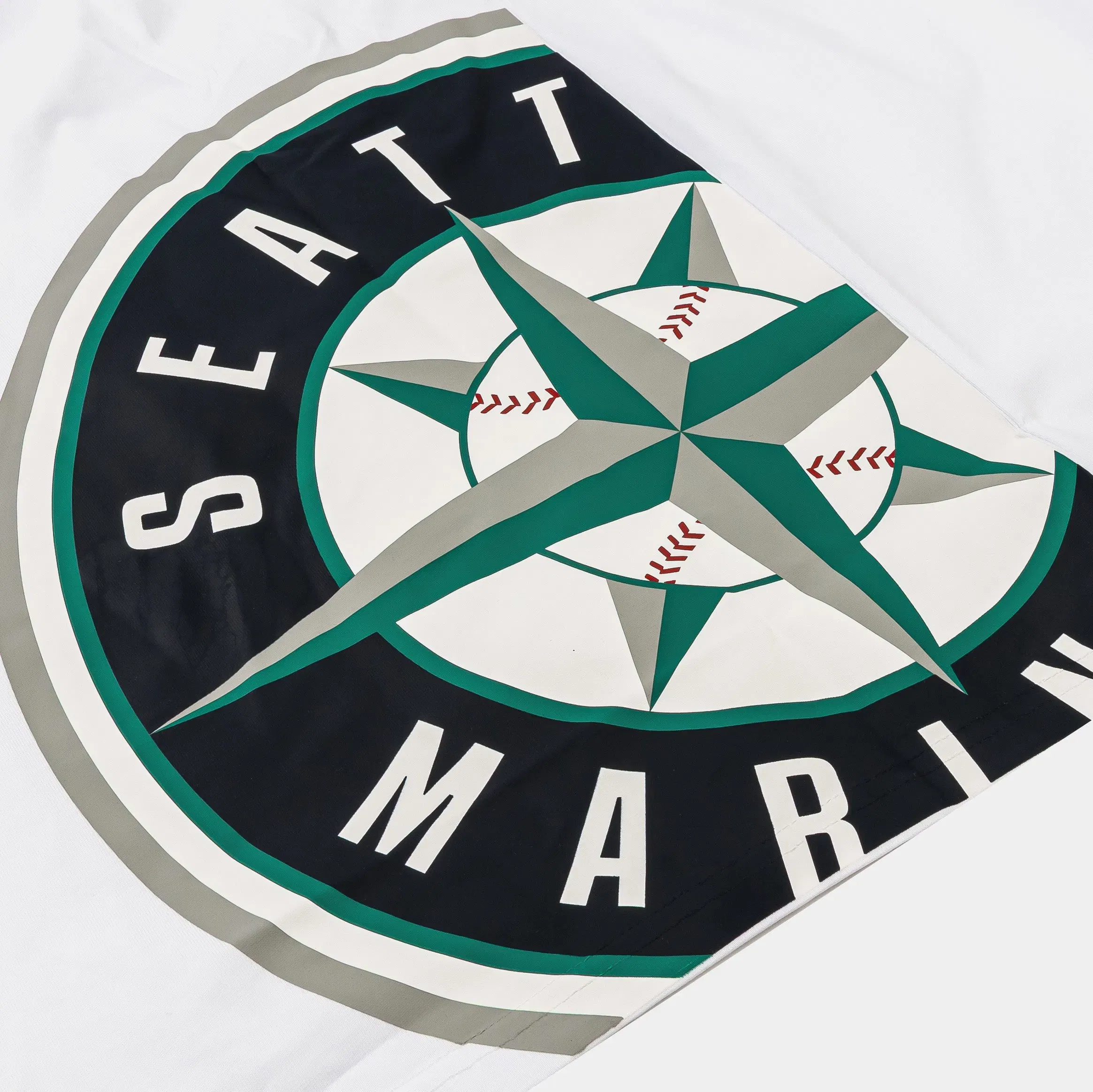 PRO STANDARD Seattle Mariners Living Large Drop Shoulder Mens Short Sleeve Shirt (White/Green)