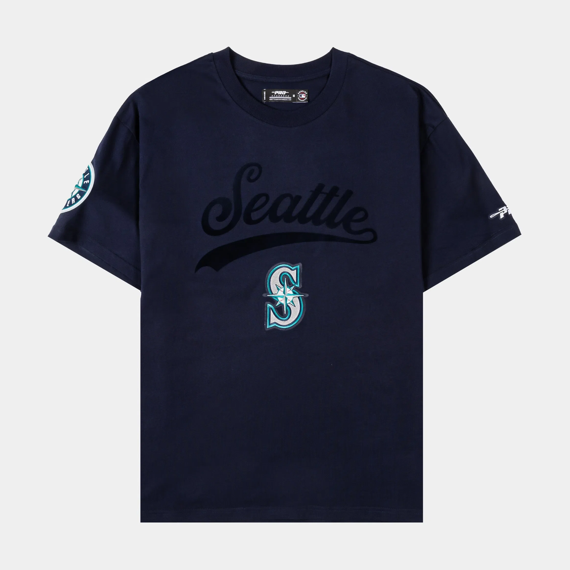 PRO STANDARD Seattle Mariners Living Large Drop Shoulder Mens Short Sleeve Shirt (Navy/Green)
