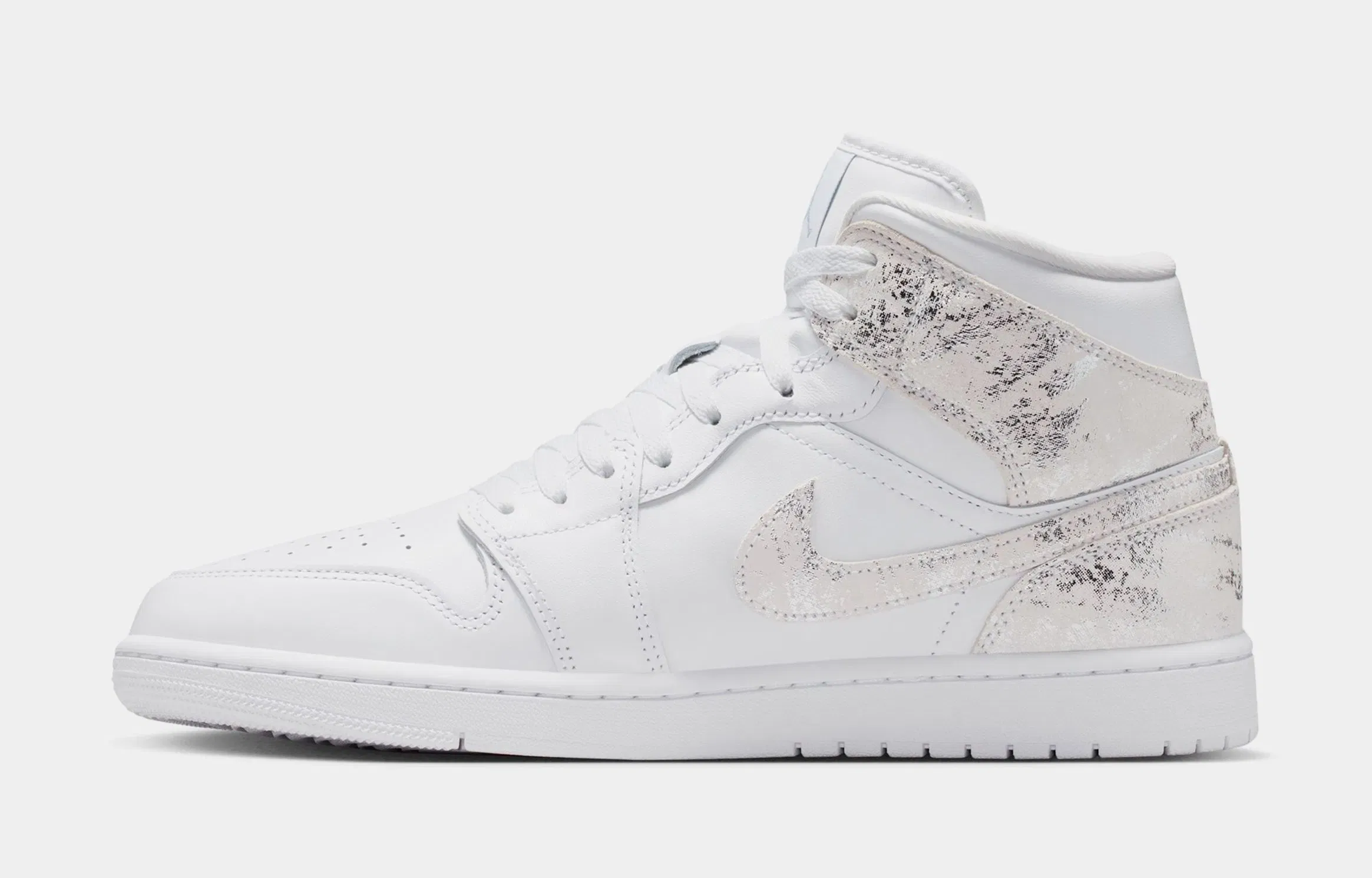 Air Jordan 1 Mid SE Mens Lifestyle Shoes (White/White/White/Field Silver)