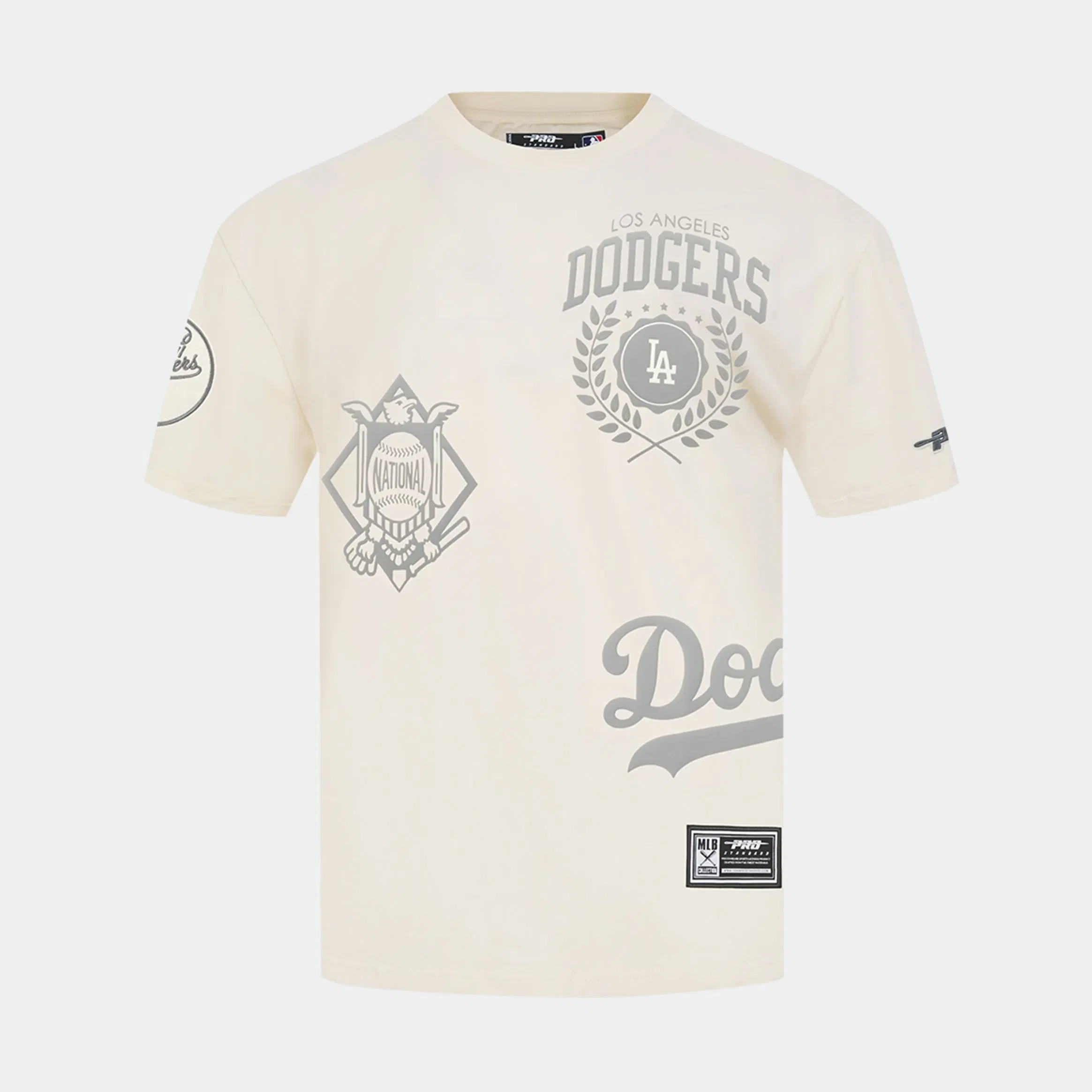 PRO STANDARD Los Angeles Dodgers Street Team Drop Shoulder Mens Short Sleeve Shirt (Beige/Grey)