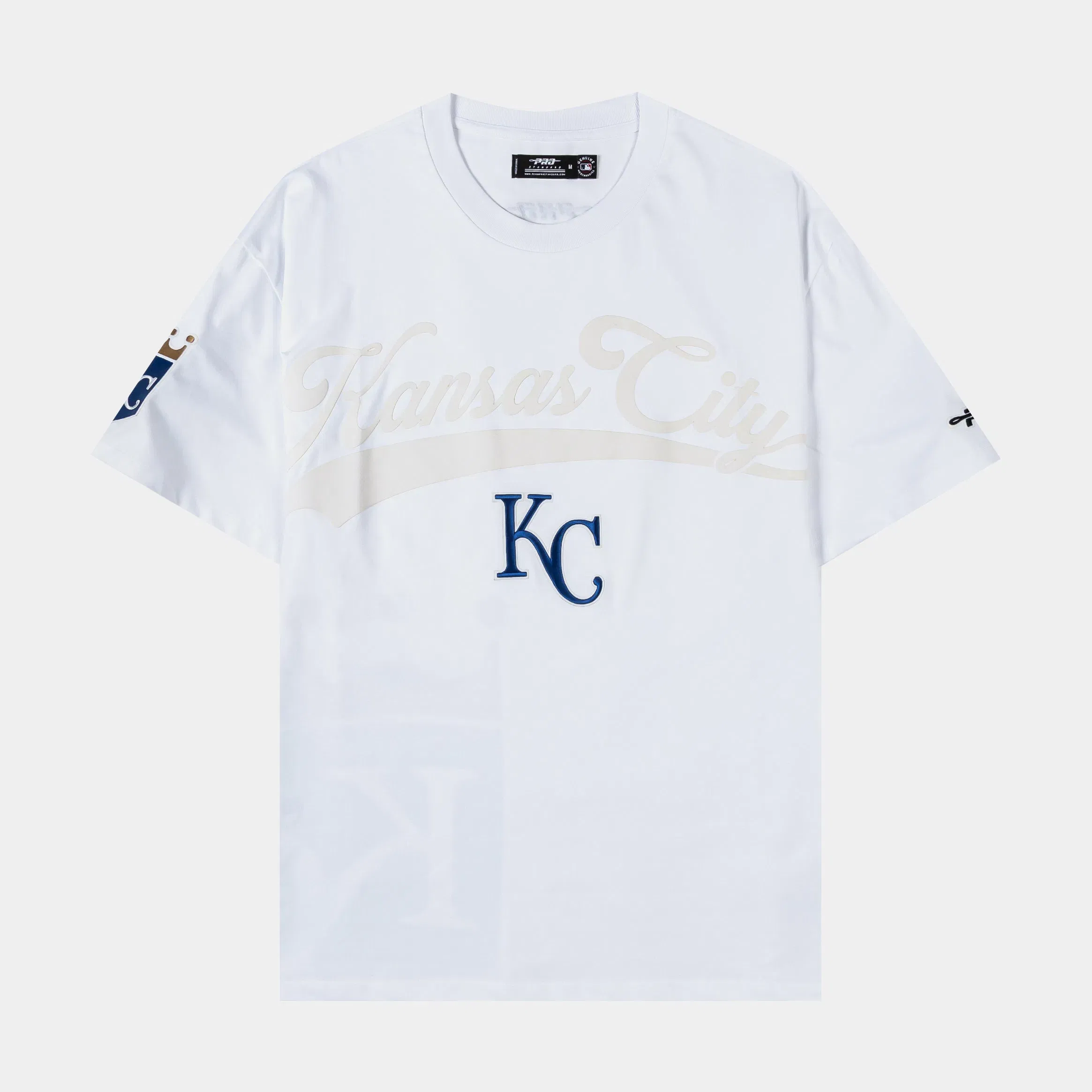 PRO STANDARD Kansas City Royals Living Large Drop Shoulder Mens Short Sleeve Shirt (White/Blue)