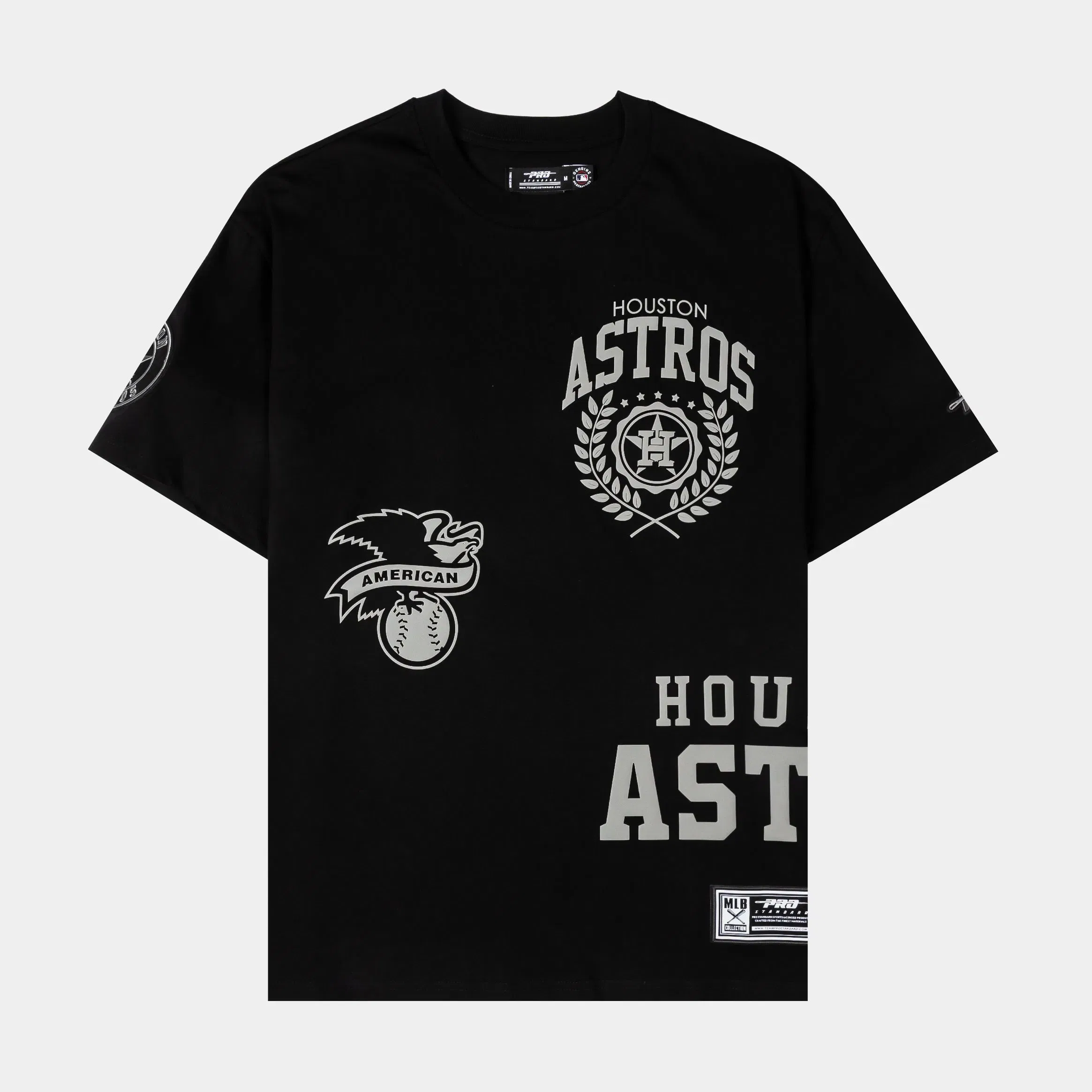 PRO STANDARD Houston Astros Street Team Drop Shoulder Mens Short Sleeve Shirt (Black/Gray)