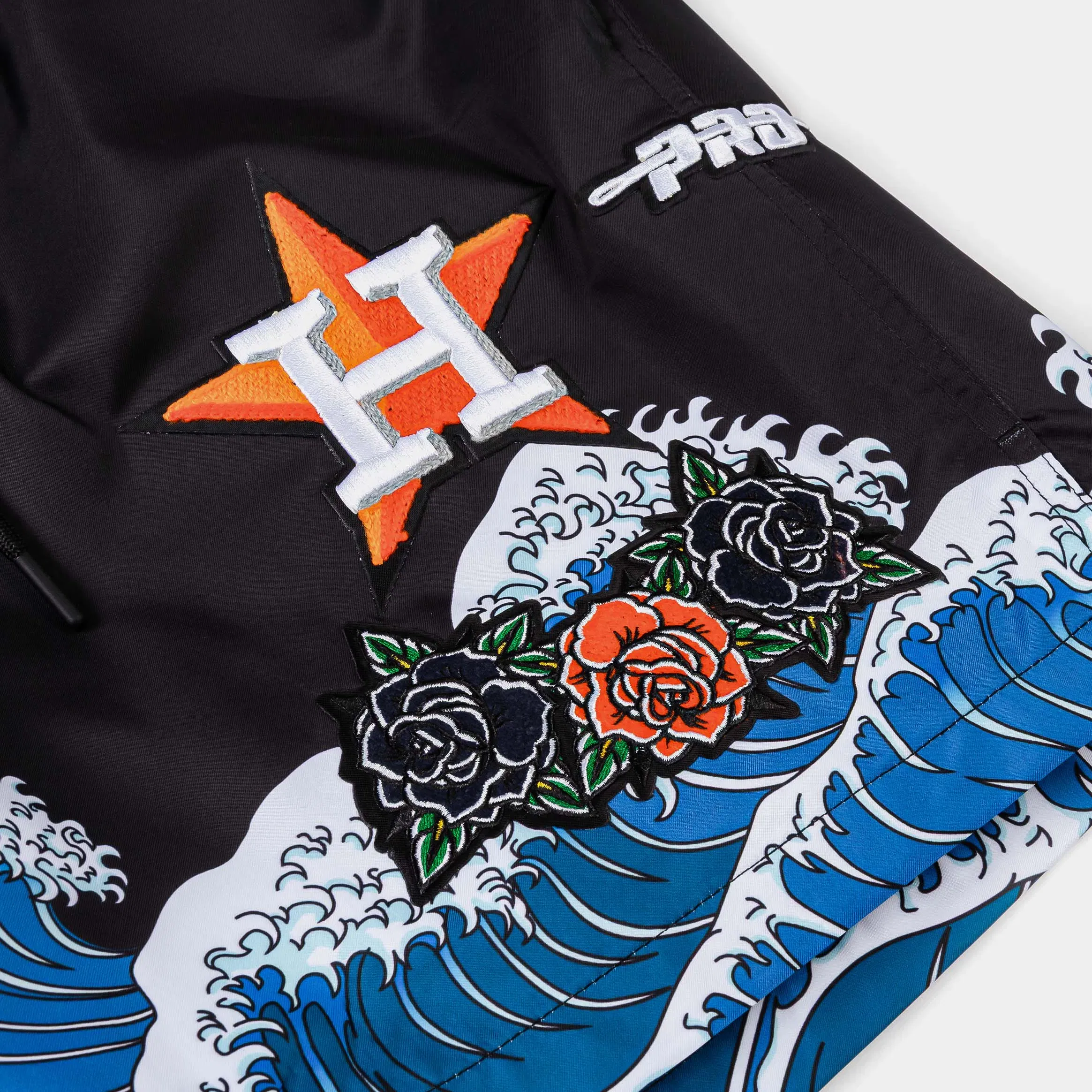 PRO STANDARD Shoe Palace Exclusive Houston Astros Waves And Roses Mens Shorts (Black/Blue)