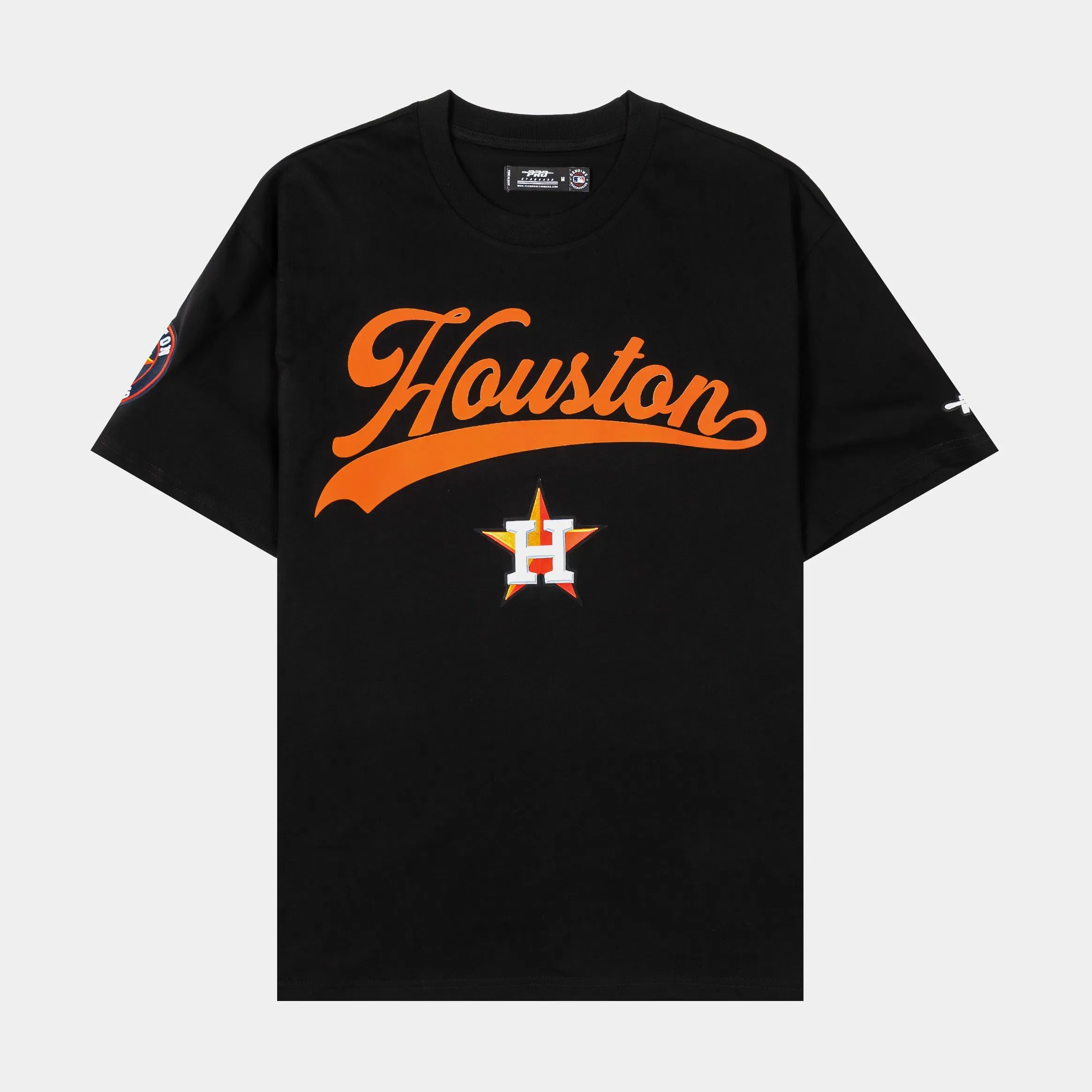 PRO STANDARD Houston Astros Living Large Drop Shoulder Mens Short Sleeve Shirt (Black/Orange)