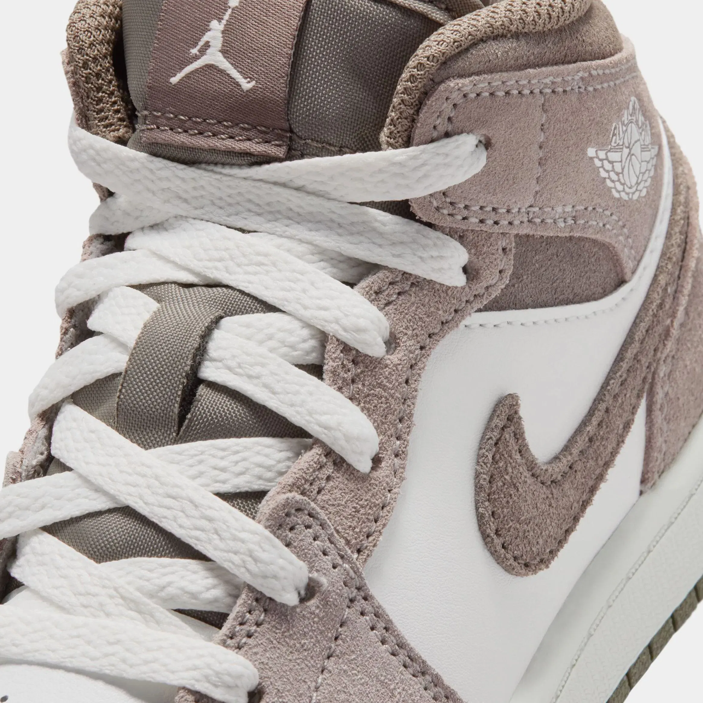Air Jordan 1 Mid Preschool Lifestyle Shoes (Enigma Stone/Olive Grey)