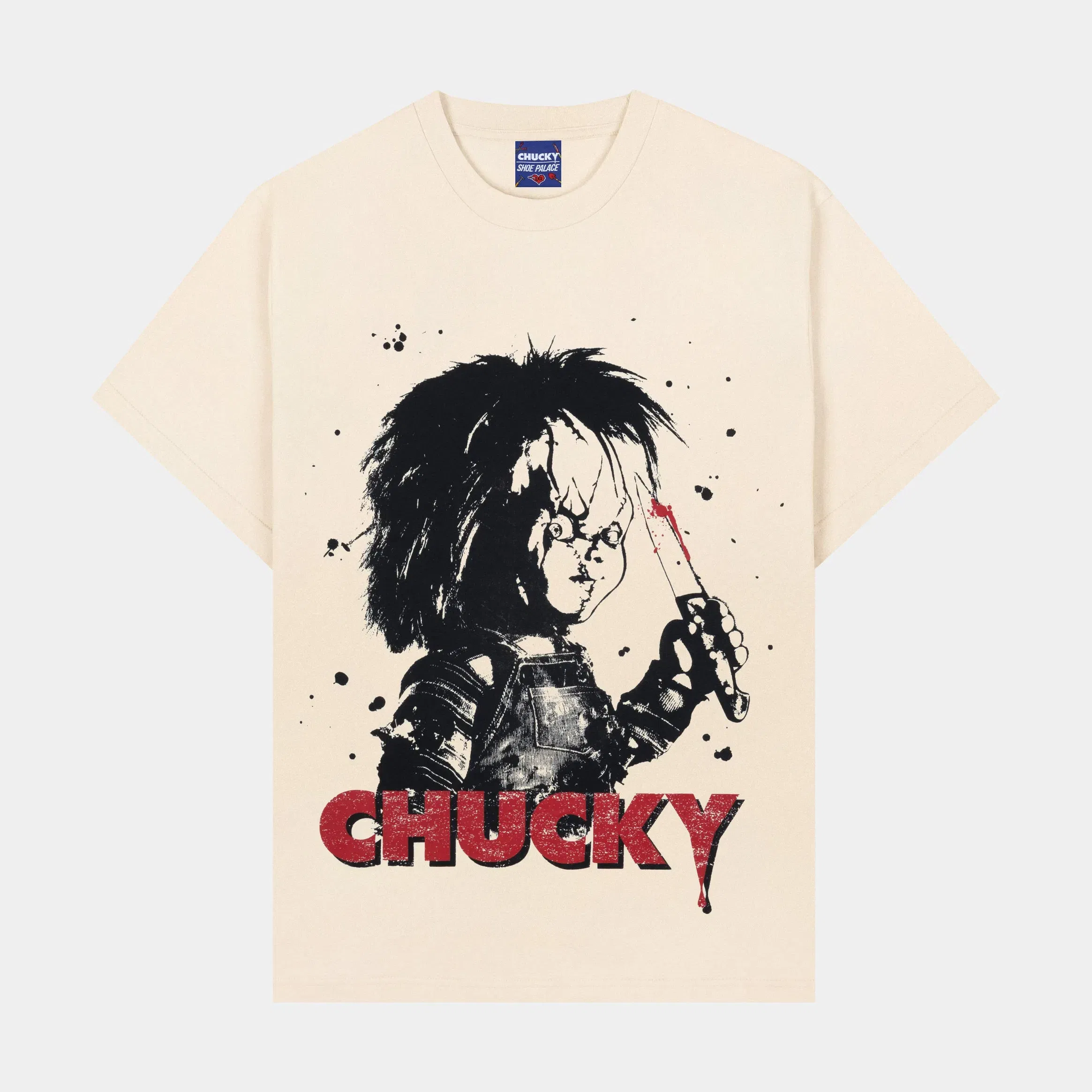 CHUCKY X SP SP x Chucky Wanna Play Mens Short Sleeve Shirt (Beige/Red)