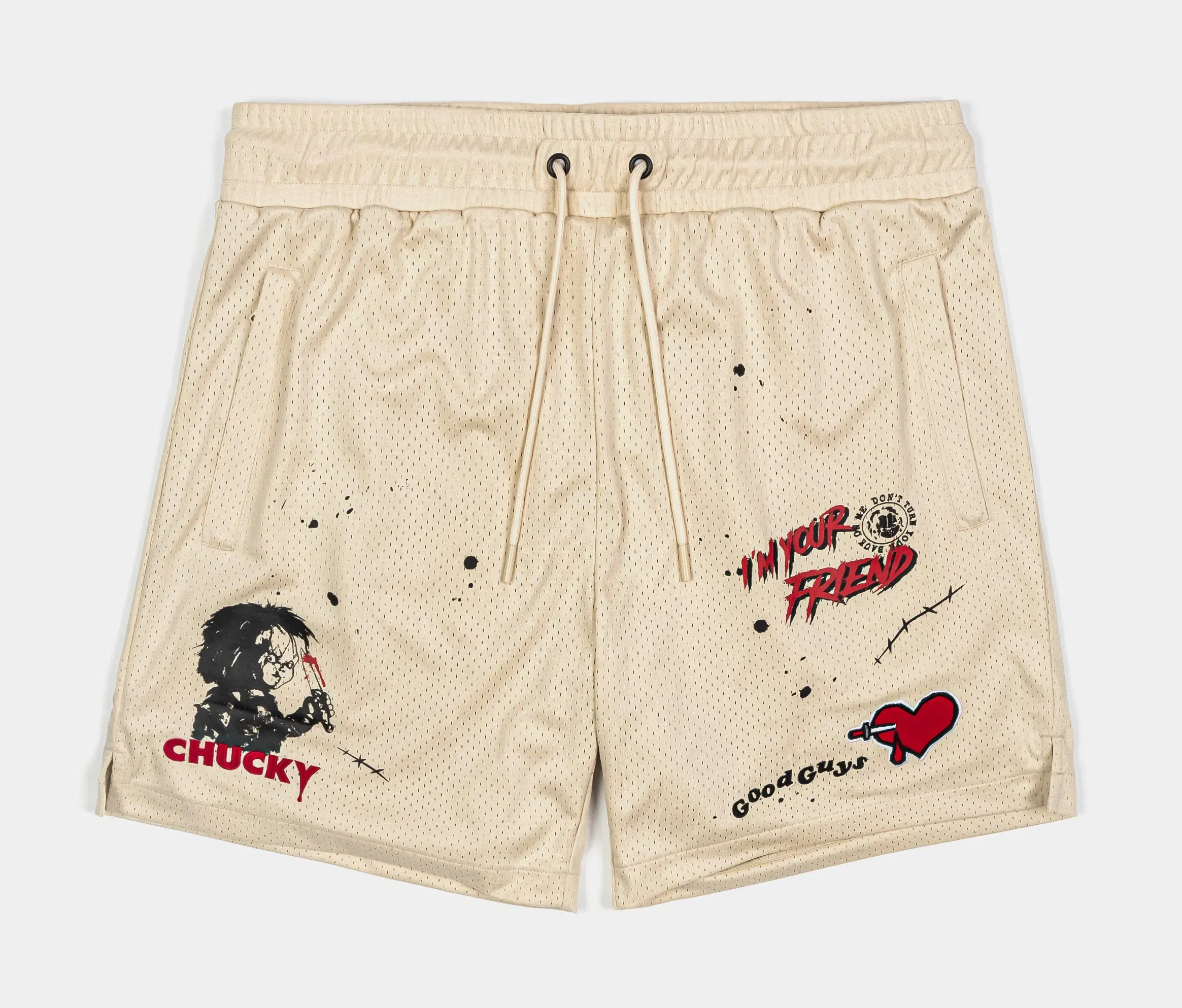 CHUCKY X SP SP x Chucky Wanna Play Mesh Mens Shorts (Beige/Red)
