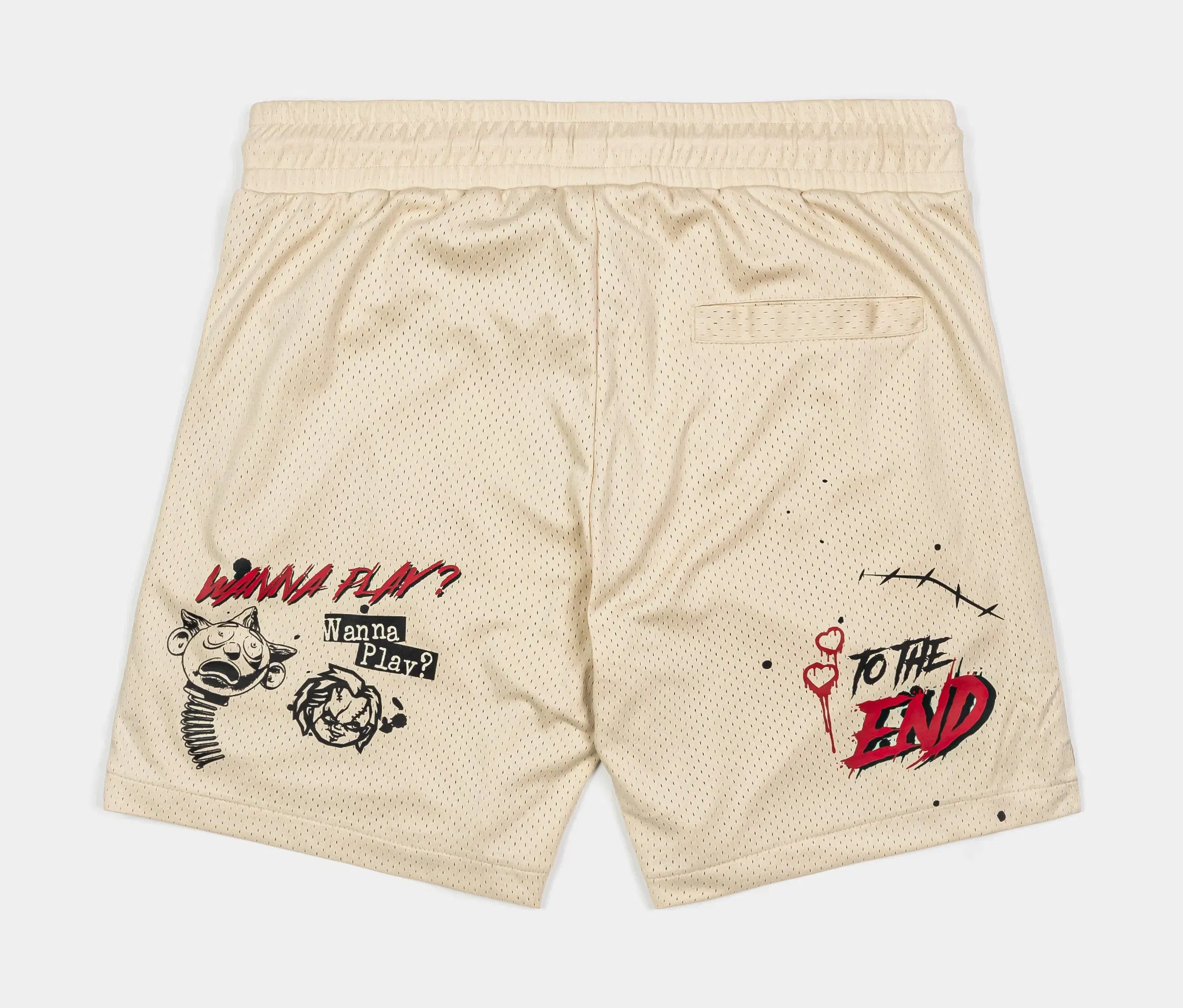 CHUCKY X SP SP x Chucky Wanna Play Mesh Mens Shorts (Beige/Red)