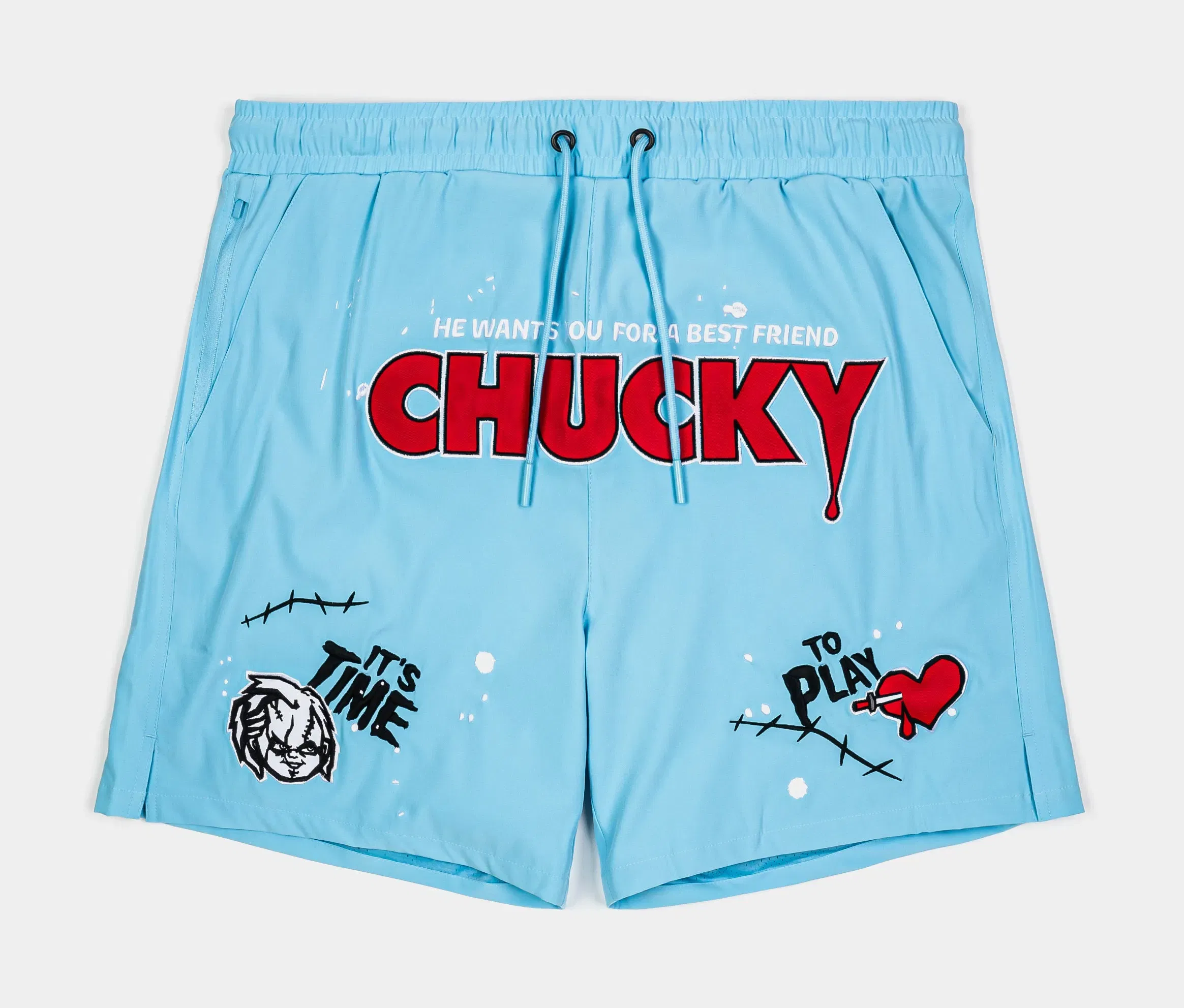 CHUCKY X SP SP x Chucky Snitches Get Stitches Hybrid Mens Shorts (Blue/Red)