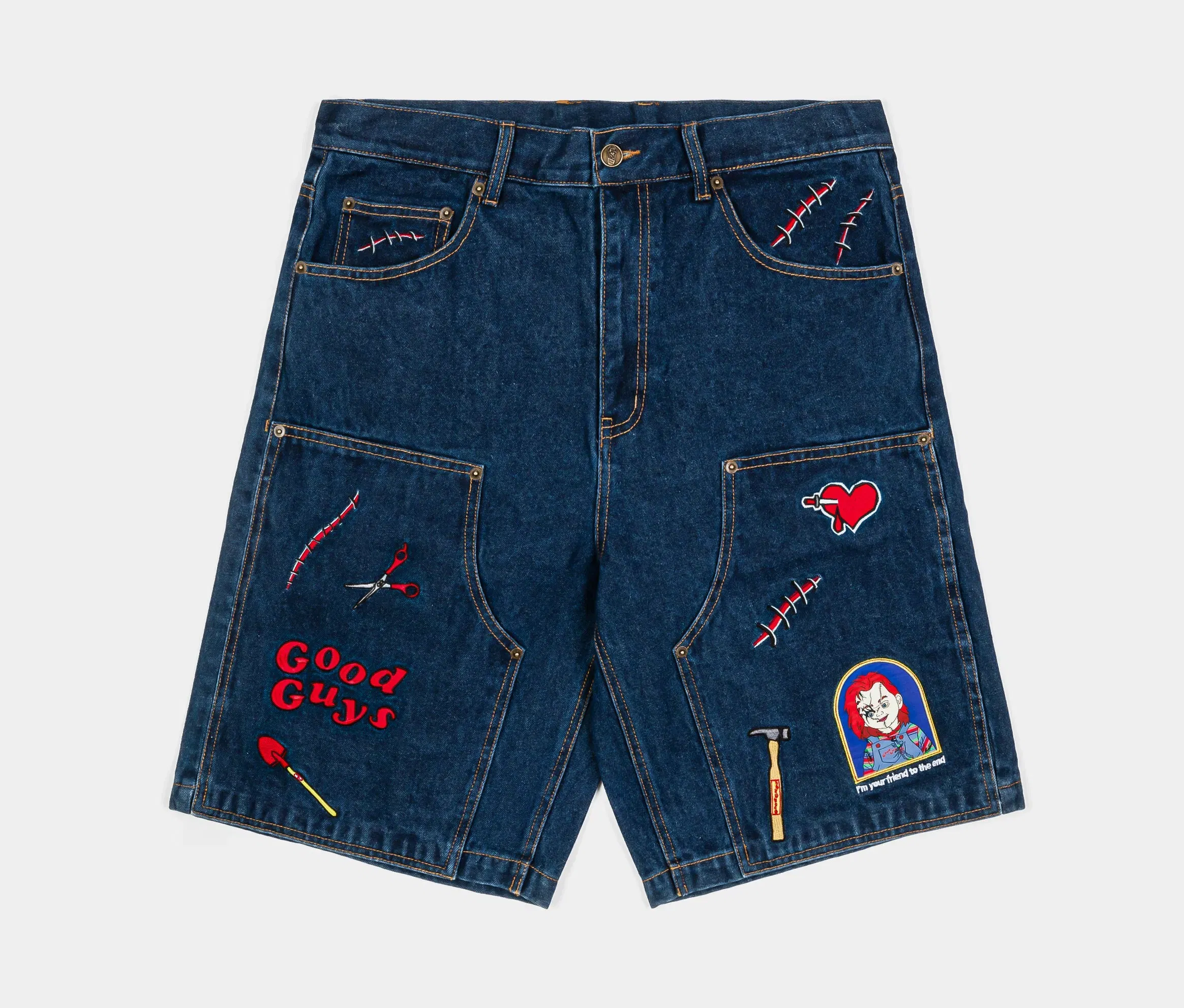CHUCKY X SP SP x Chucky Good Guy Denim Mens Shorts (Blue/Red)