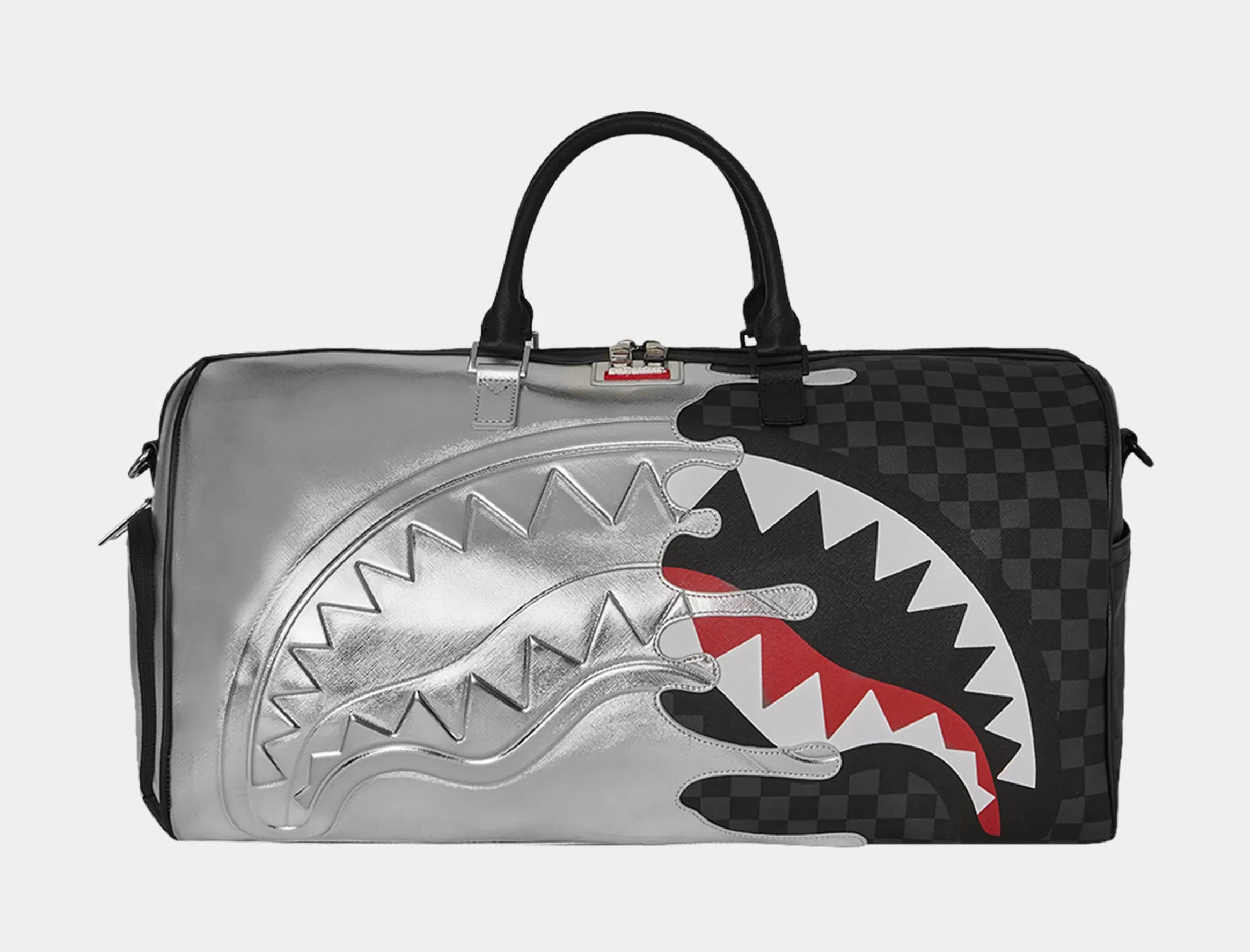 Sprayground Silver Side Drip Mens Duffle Bag (Black/Silver)