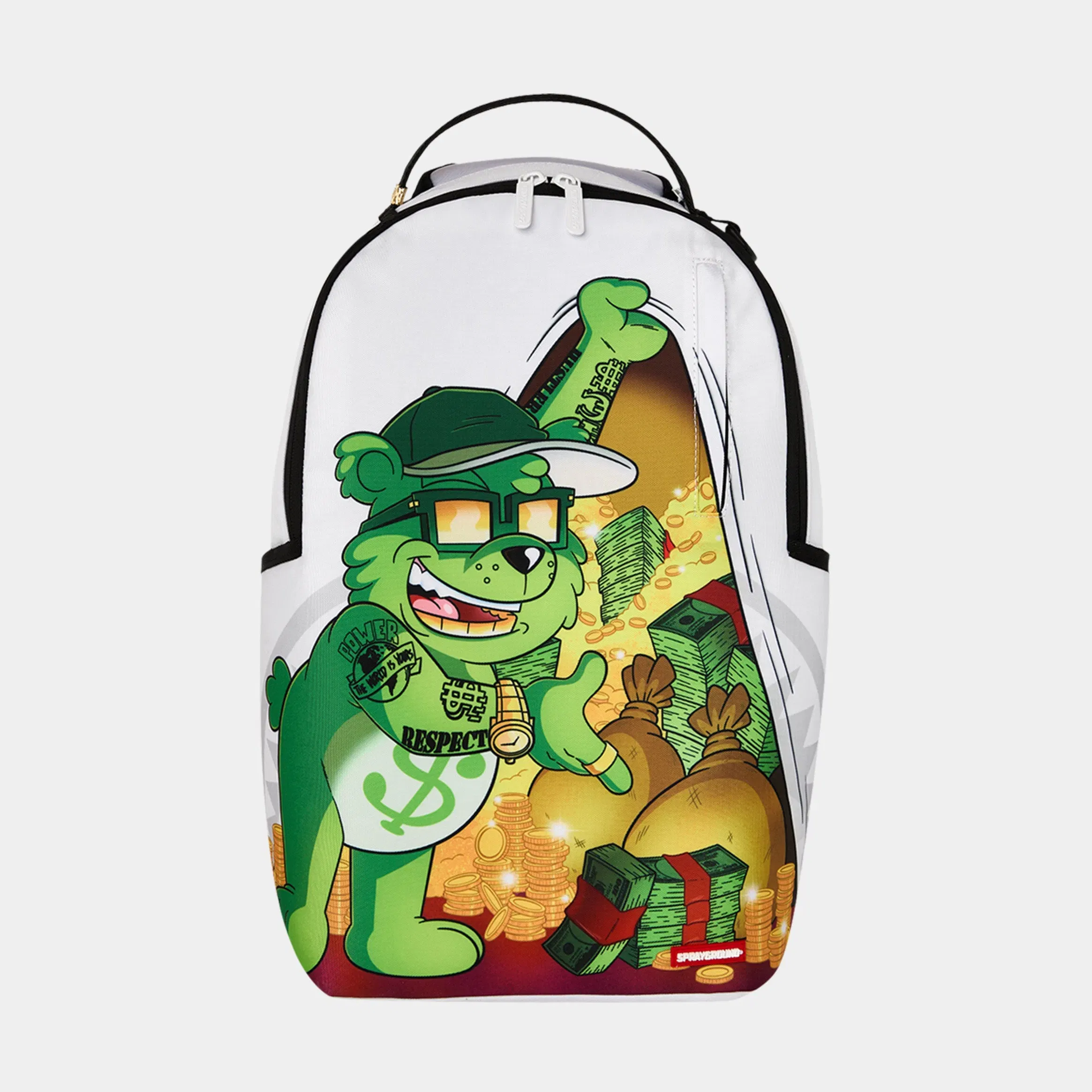 Sprayground Money Bear Stash Mens Backpack (White/Green)