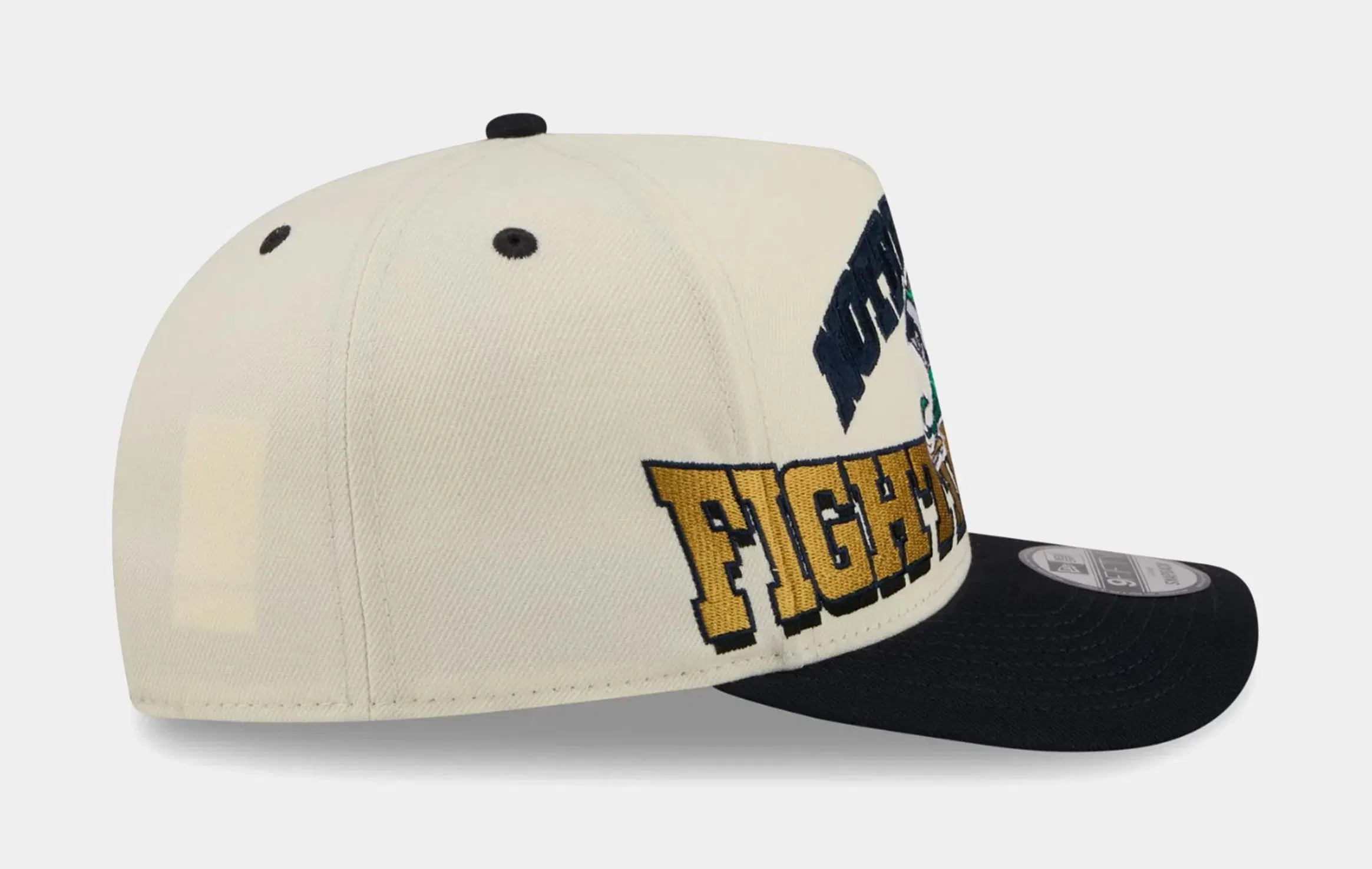 New Era Notre Dame Fighting Fish Arched 950AF Snapback Mens Hat (White/Navy)