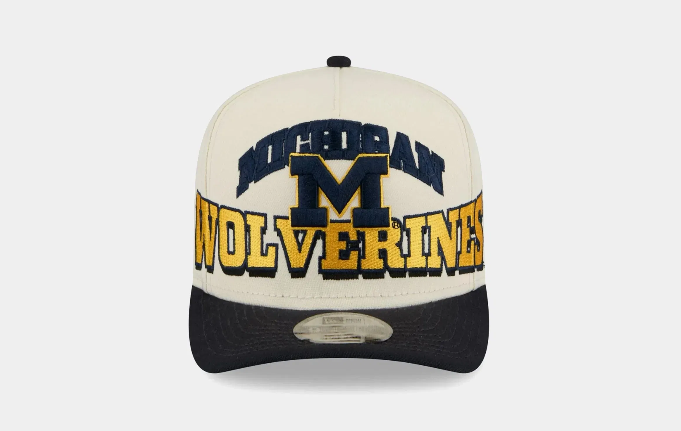 New Era Michigan Wolverines Arched 950AF Snapback Mens Hat (White/Navy)