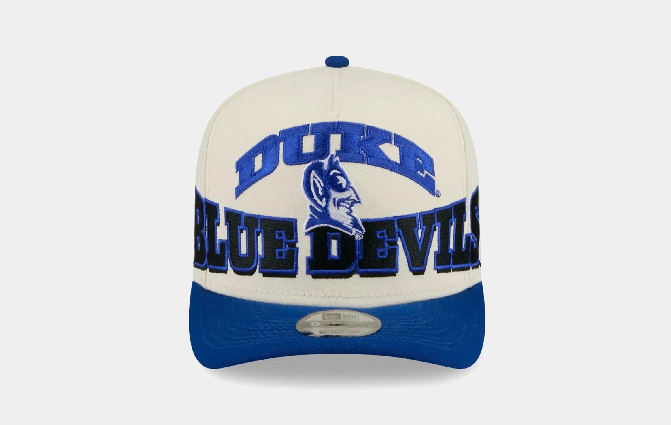 New Era Duke Blue Devils Arched 950AF Snapback Mens Hat (White/Blue)