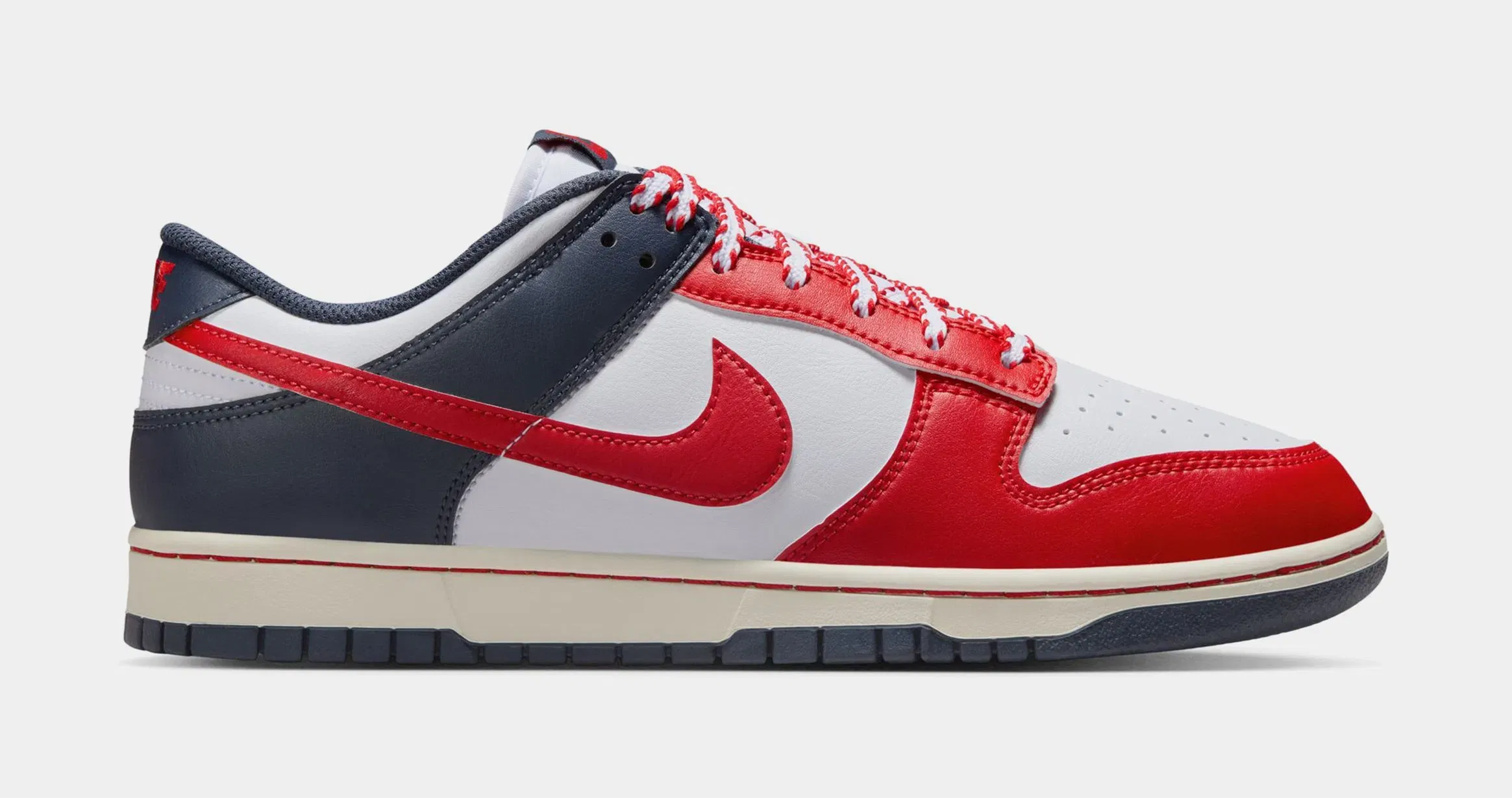 Nike Dunk Low Mens Lifestyle Shoes (White/Thunder Blue/Coconut Milk/University Red)