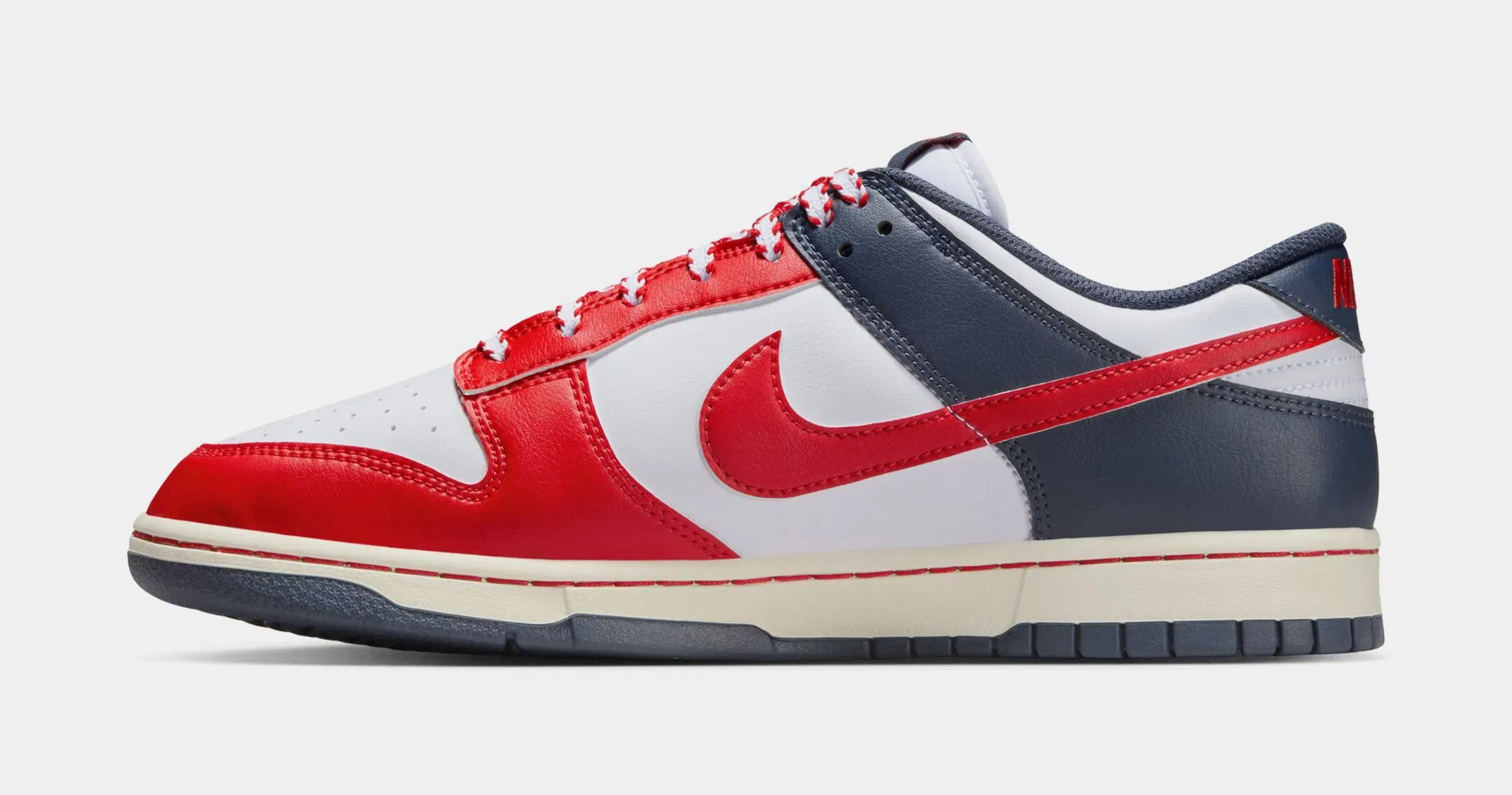 Nike Dunk Low Mens Lifestyle Shoes (White/Thunder Blue/Coconut Milk/University Red)