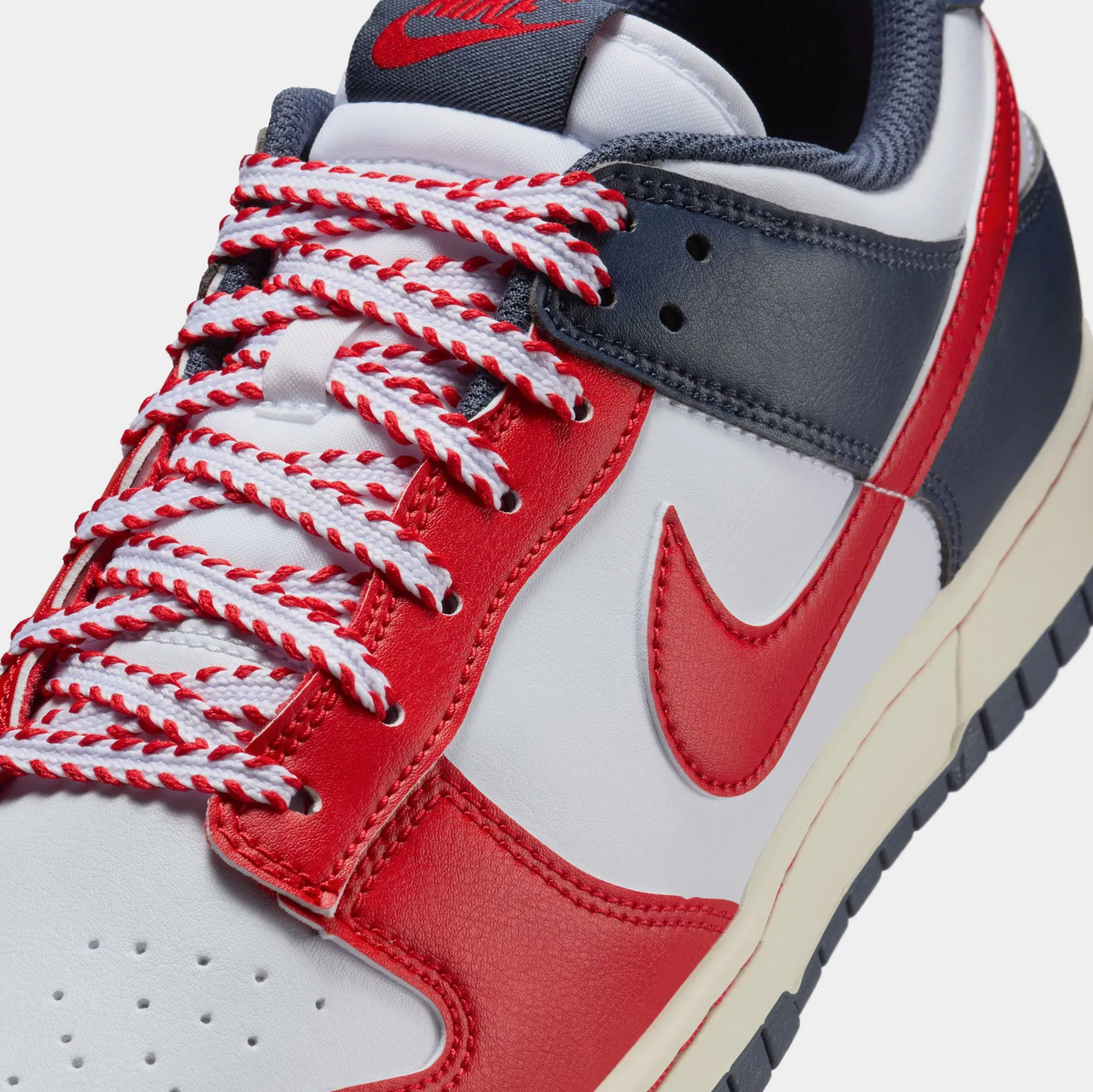 Nike Dunk Low Mens Lifestyle Shoes (White/Thunder Blue/Coconut Milk/University Red)