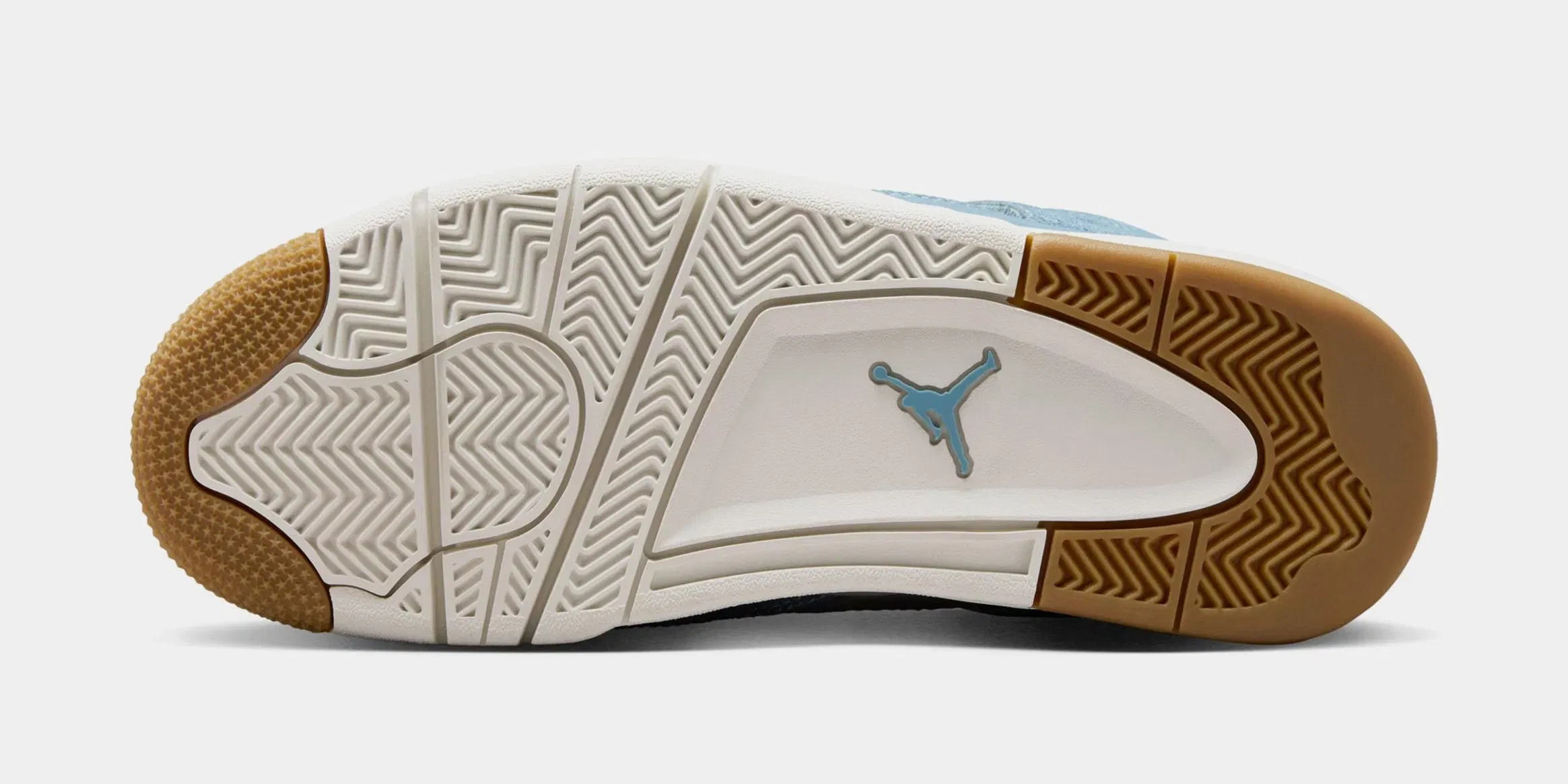 Air Jordan 4 Retro Worn Blue Womens Lifestyle Shoes (Sail/Gum Light Brown/Worn Blue/Sail/Metallic Gold)