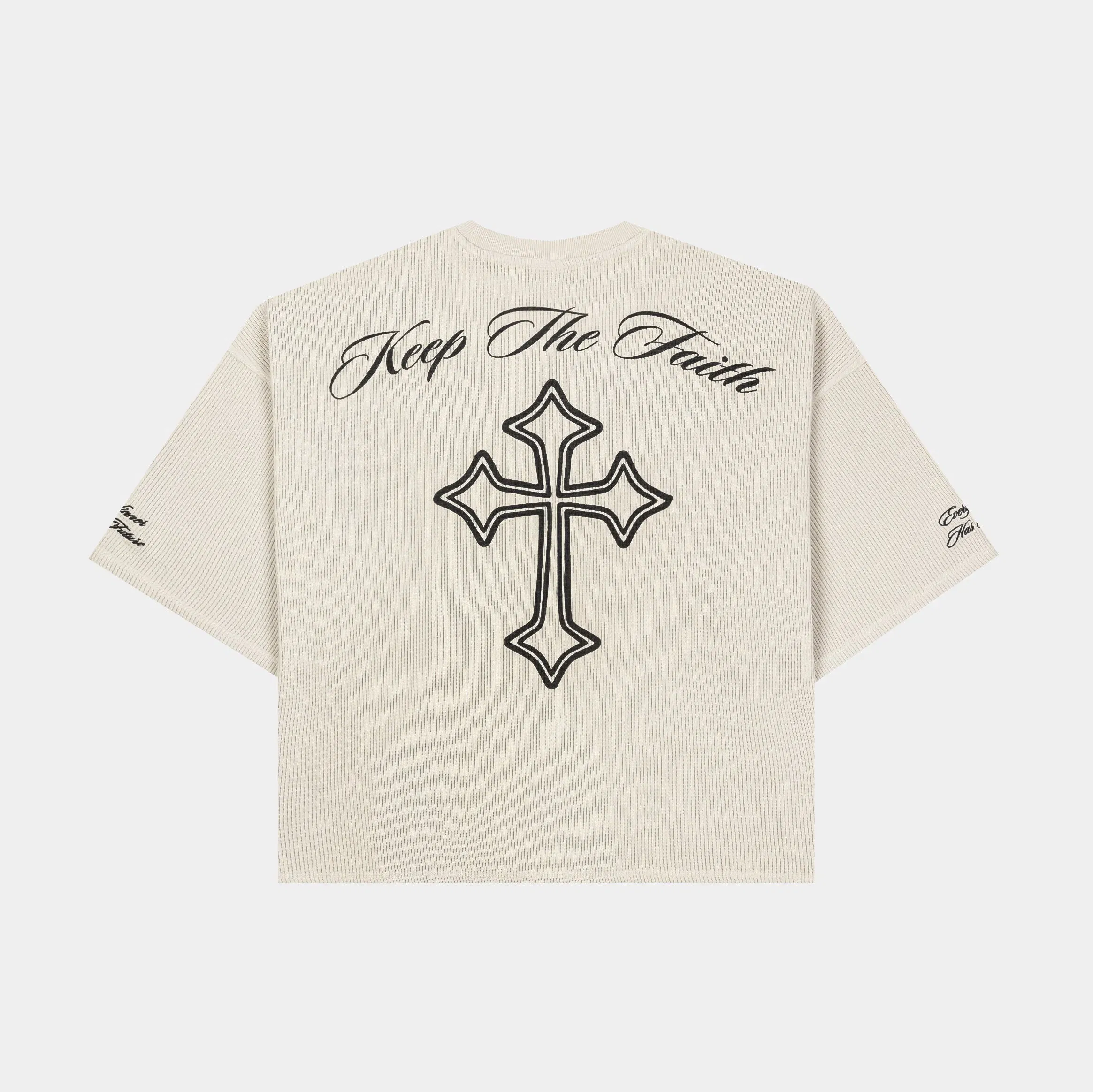 CTHDRL Keep The Faith Thermal Mens Short Sleeve Shirt (Beige/Black)