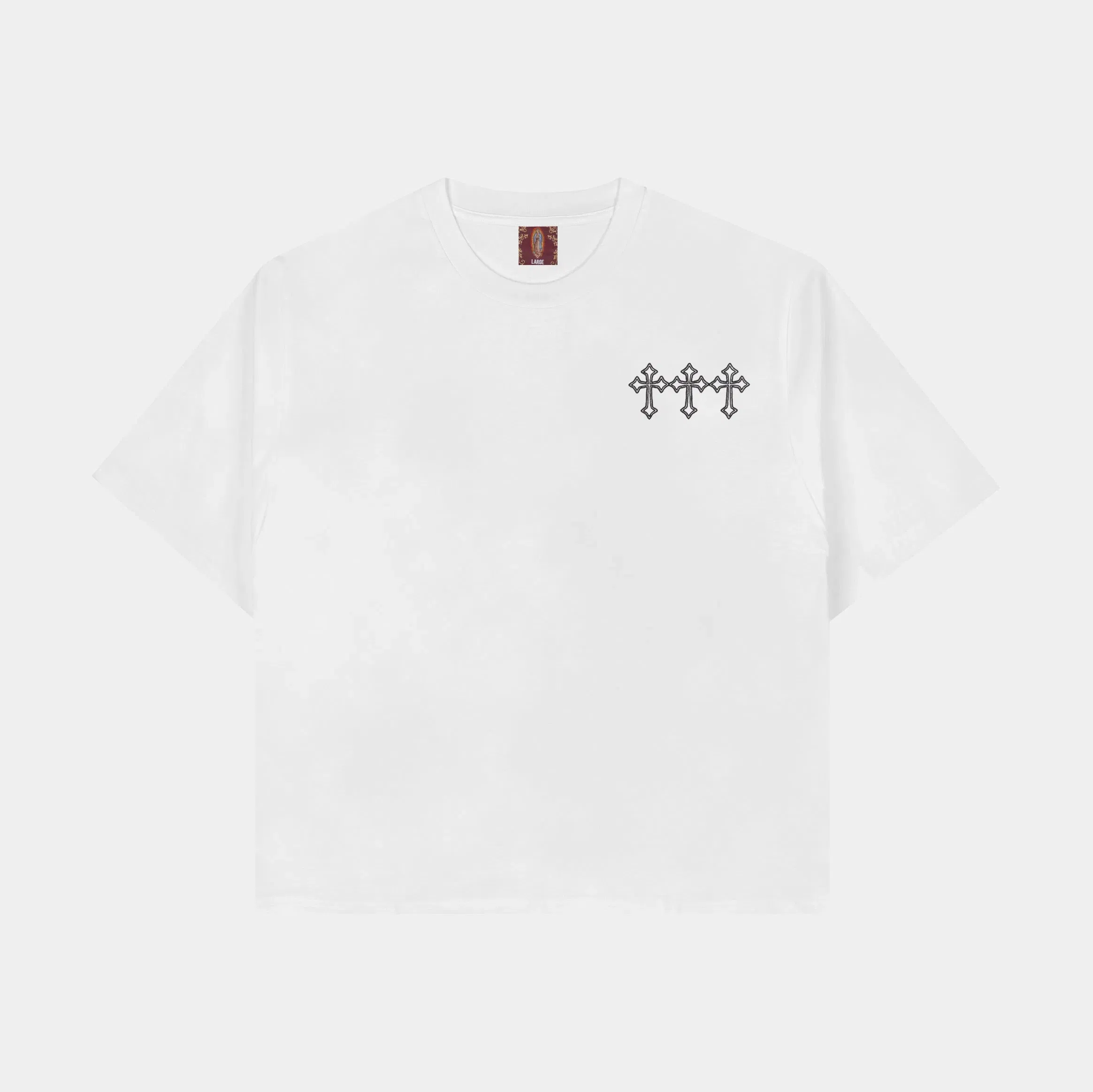 CTHDRL Saint and Crosses Mens Short Sleeve Shirt (White/Black)