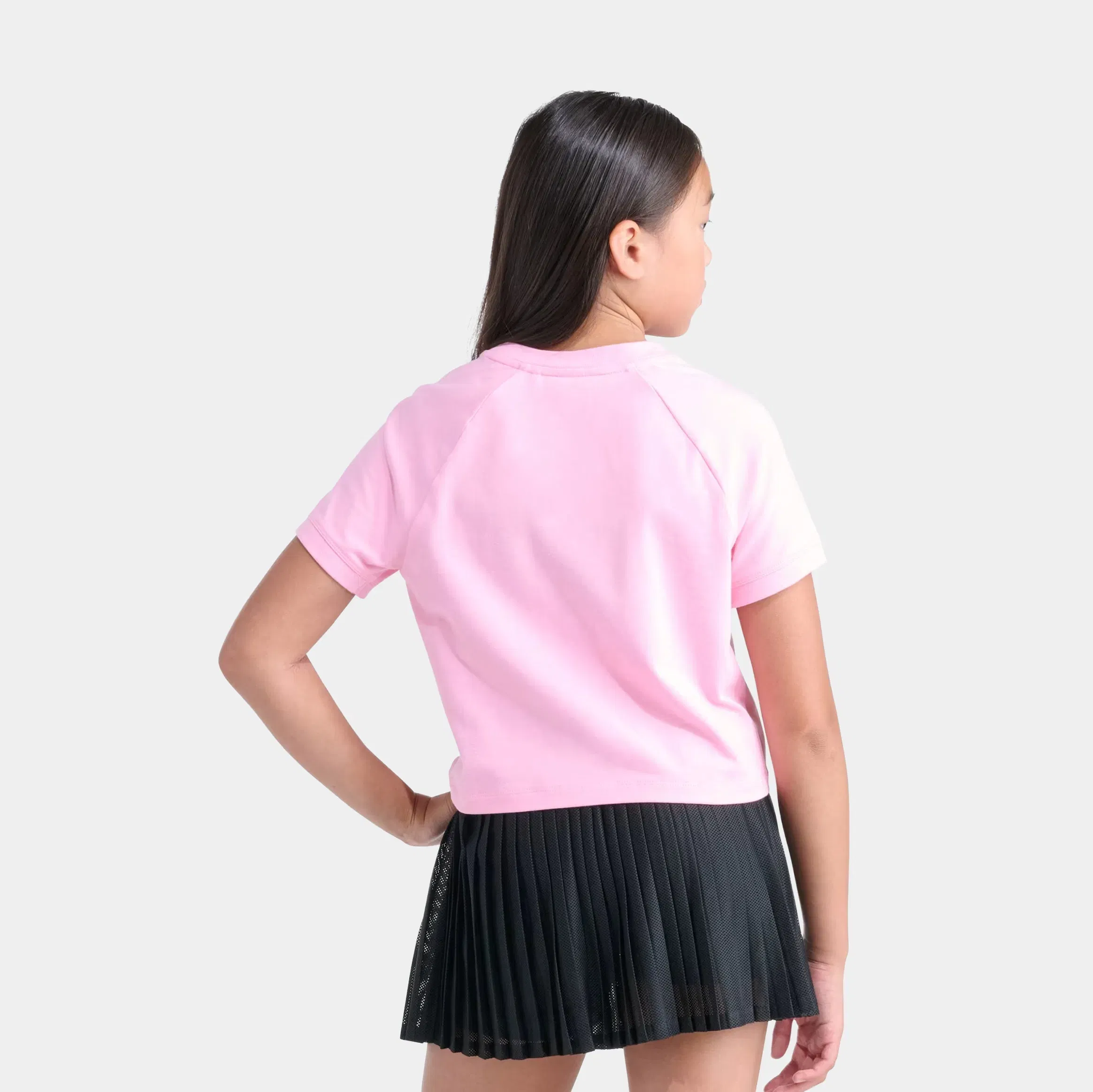 adidas Lace Logo Grade School Short Sleeve Shirt (Light Pink)