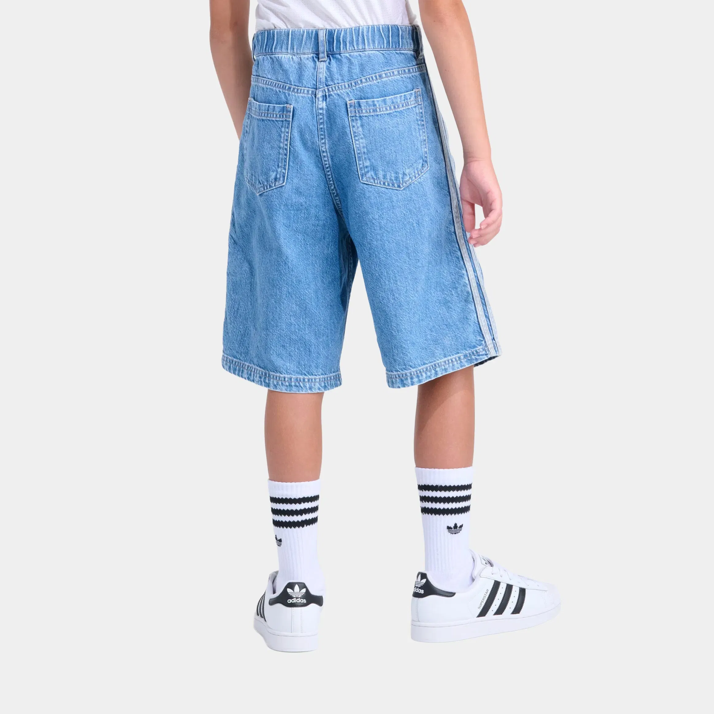 adidas Denim Grade School Shorts (Vintage Blue Denim)