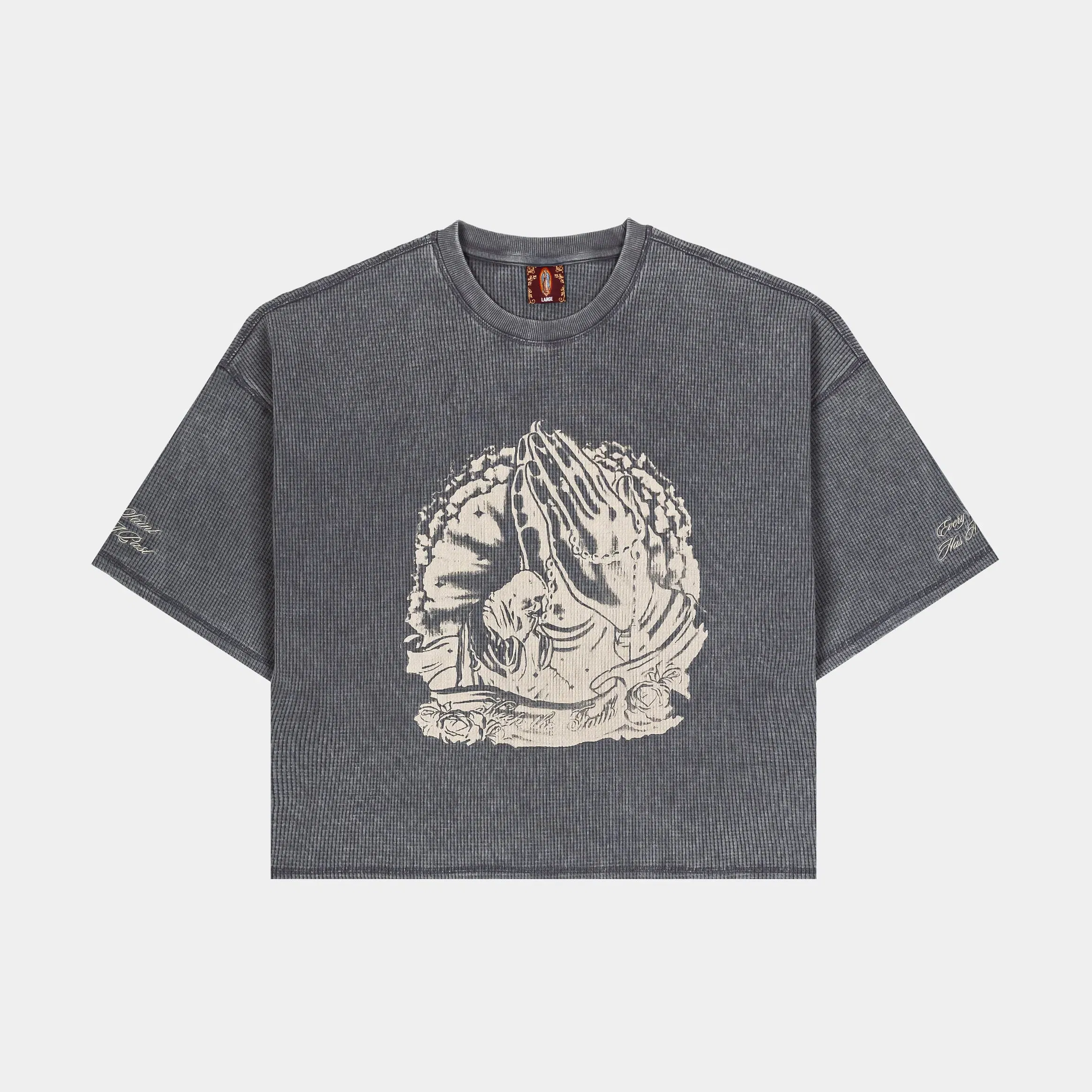 CTHDRL Keep The Faith Thermal Mens Short Sleeve Shirt (Grey/Beige)