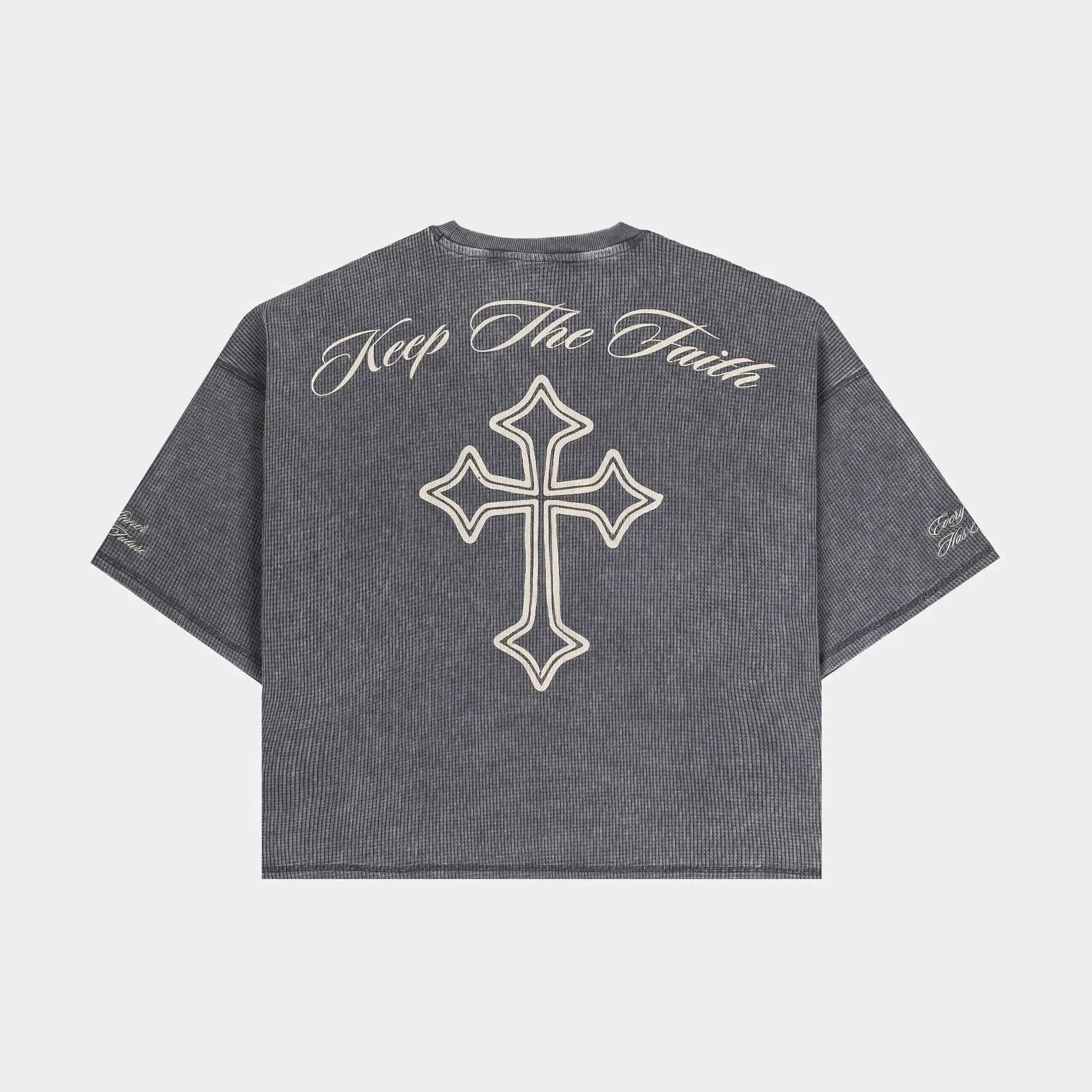 CTHDRL Keep The Faith Thermal Mens Short Sleeve Shirt (Grey/Beige)