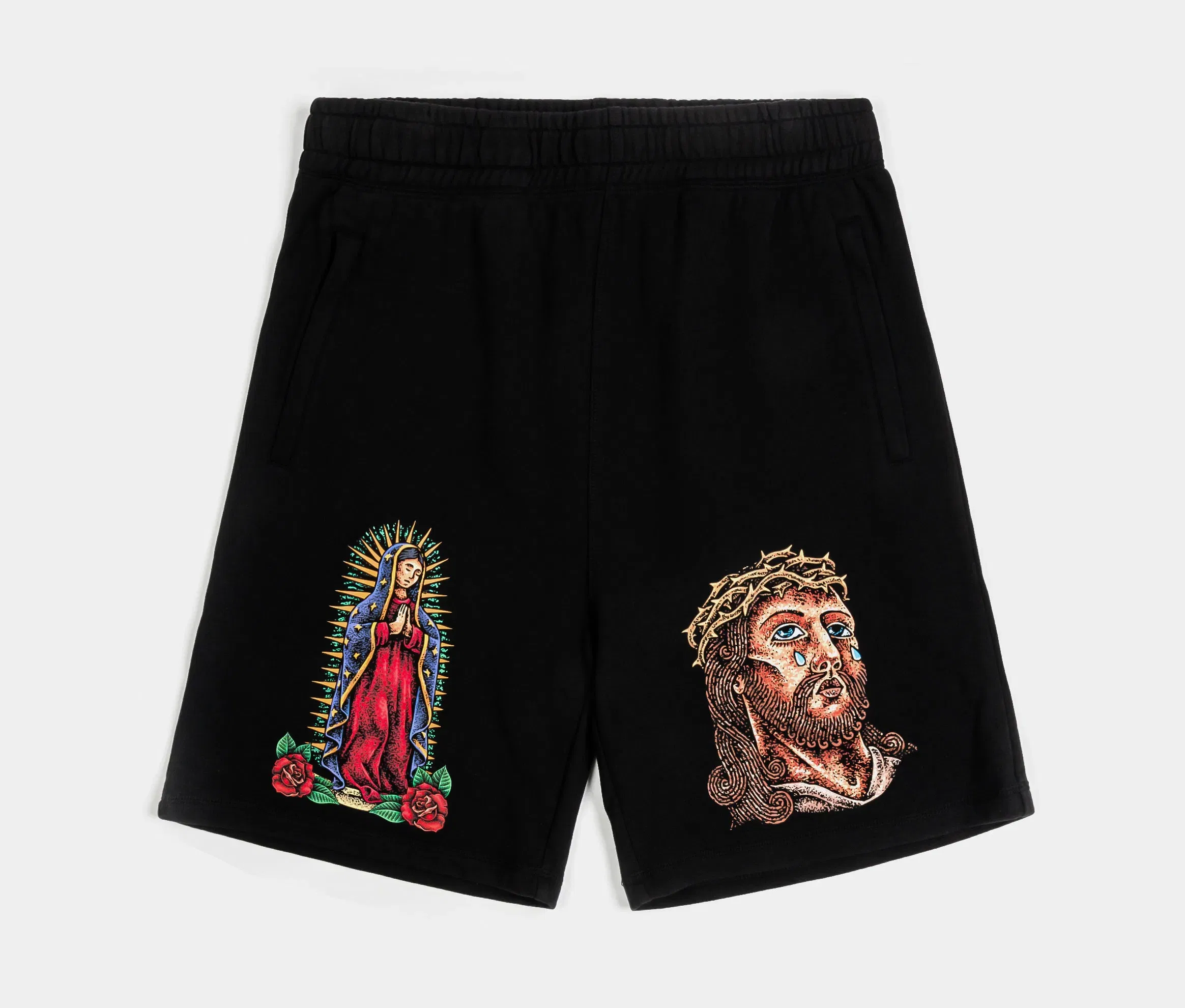 CTHDRL Forgive Me Fleece Mens Shorts (Black/Red)