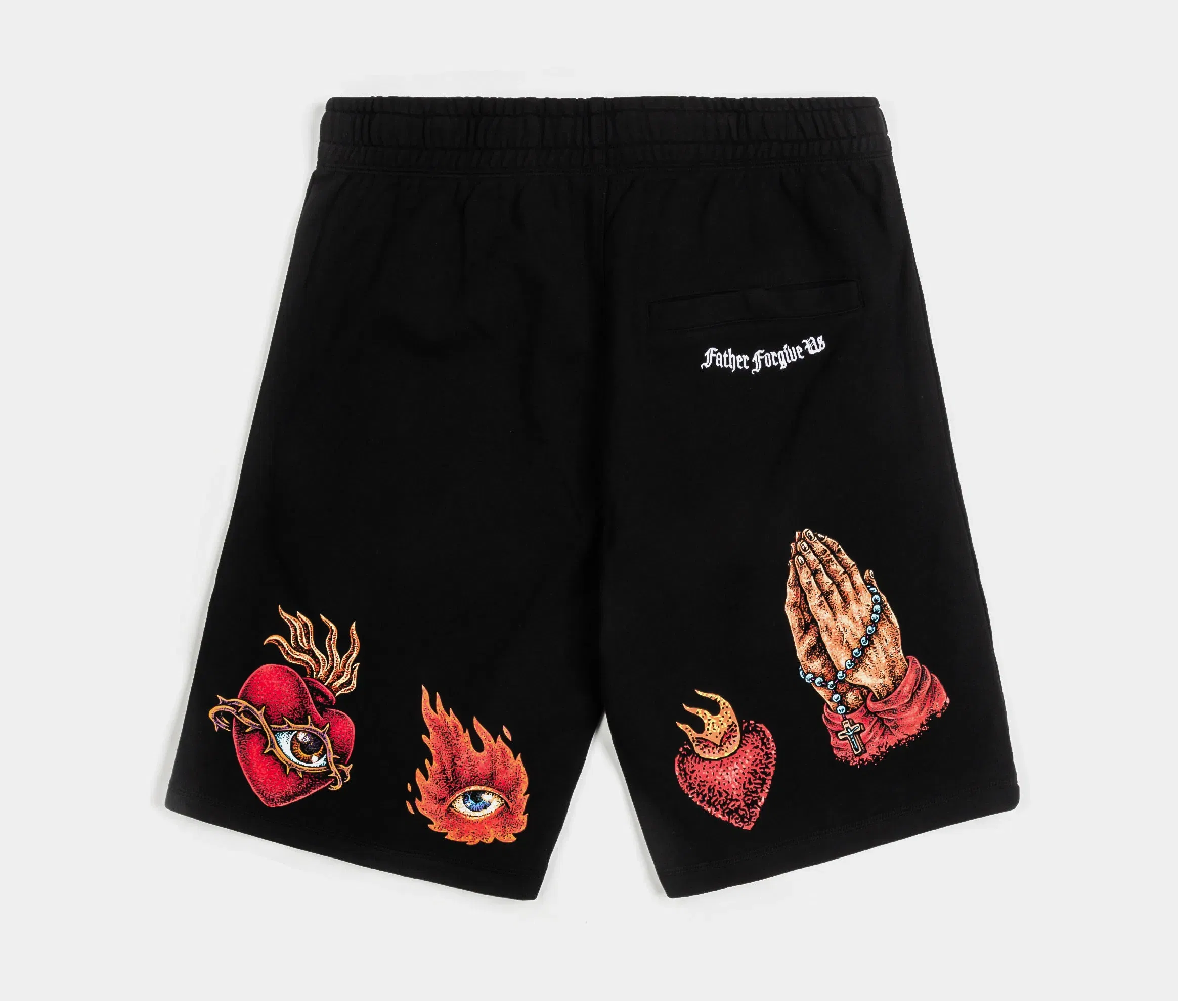 CTHDRL Forgive Me Fleece Mens Shorts (Black/Red)