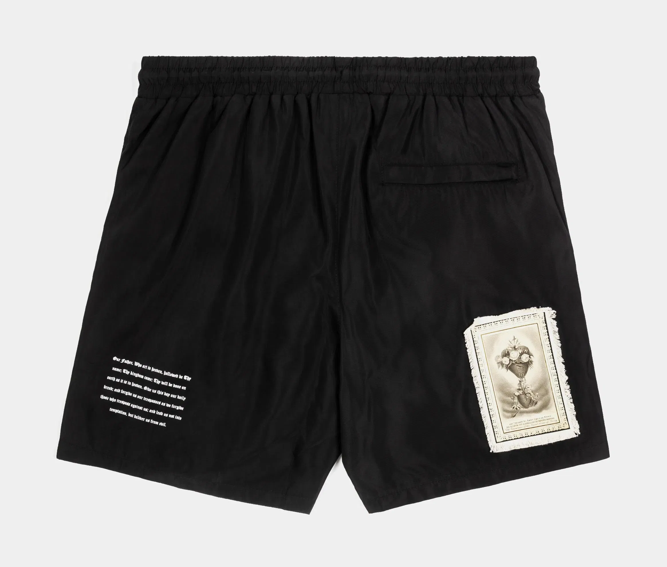 CTHDRL Lady of Guadalupe Cross Hybrid Mens Shorts (Black/Cream)