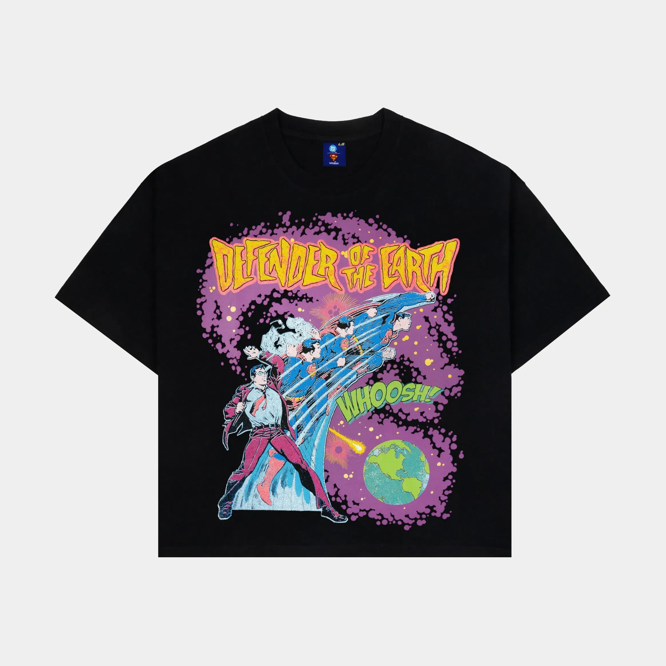 SUPERMAN X SP SP x Superman Defender Mens Short Sleeve Shirt (Black/Purple)