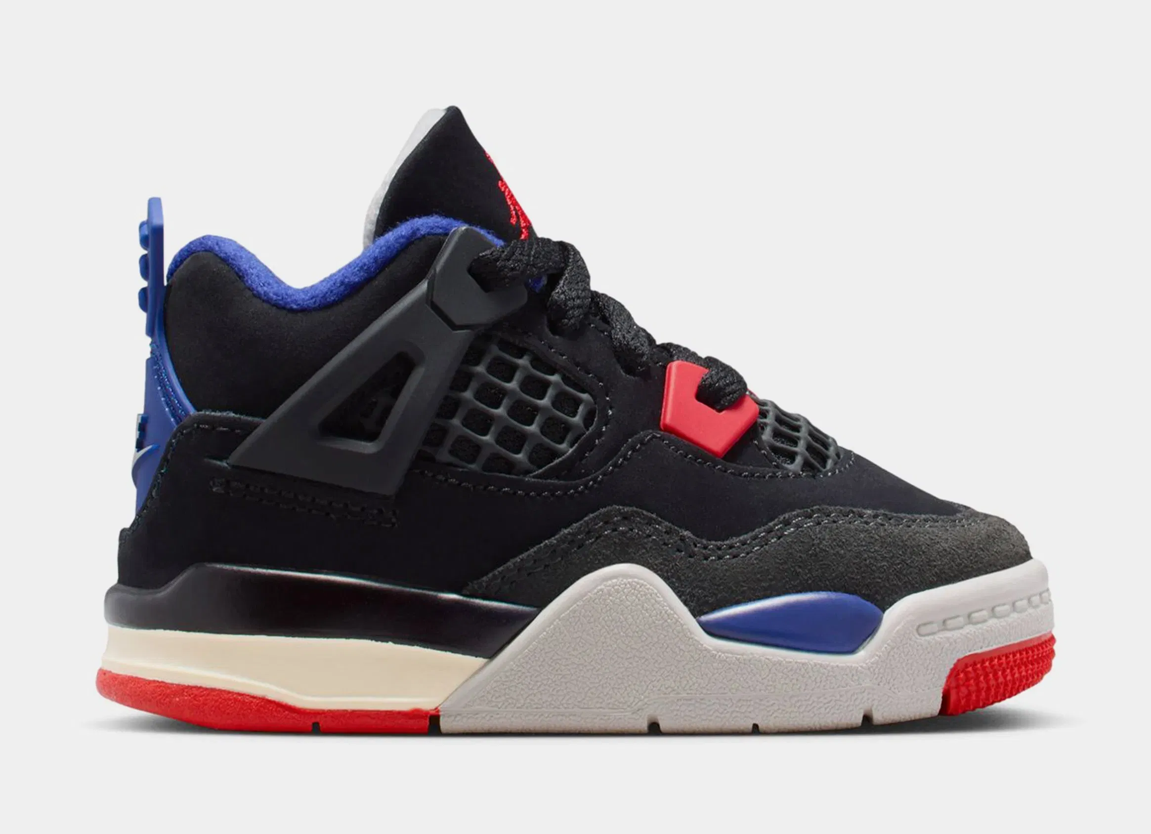 Air Jordan 4 Retro Rare Air Infant Toddler Lifestyle Shoes (Black/Fire Red/Deep Royal Blue/Dark Smoke Grey/Tech Grey)