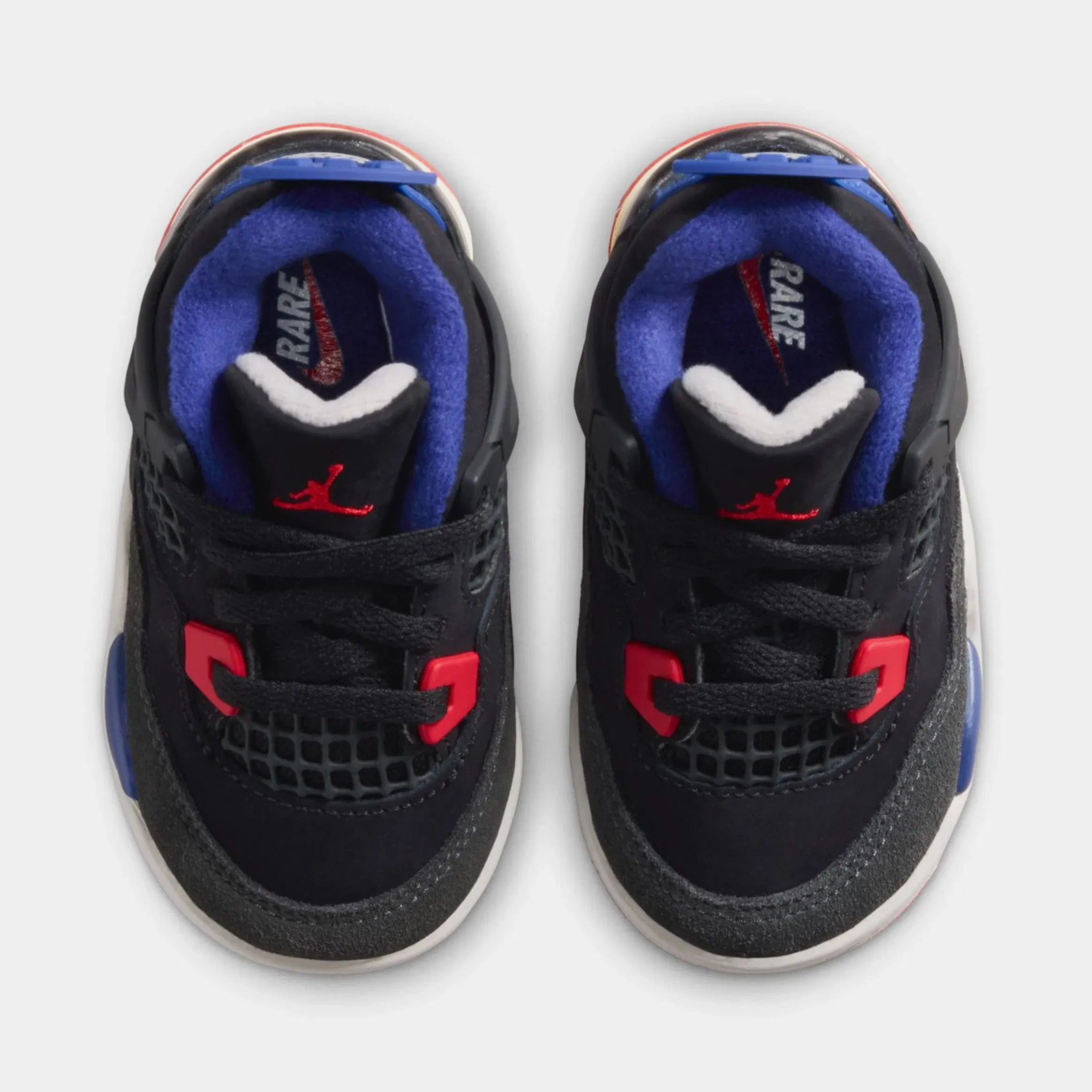 Air Jordan 4 Retro Rare Air Infant Toddler Lifestyle Shoes (Black/Fire Red/Deep Royal Blue/Dark Smoke Grey/Tech Grey)