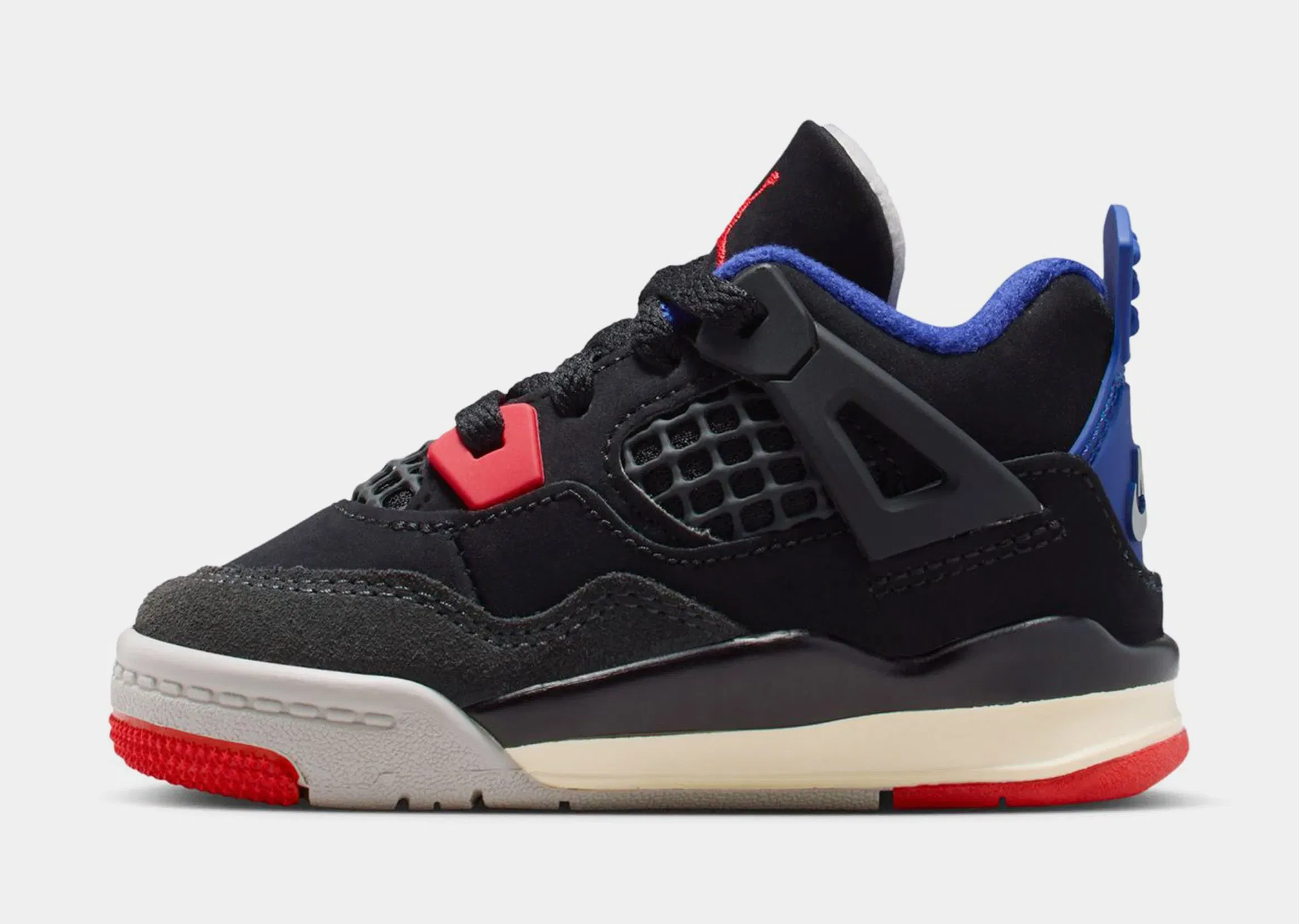 Air Jordan 4 Retro Rare Air Infant Toddler Lifestyle Shoes (Black/Fire Red/Deep Royal Blue/Dark Smoke Grey/Tech Grey)