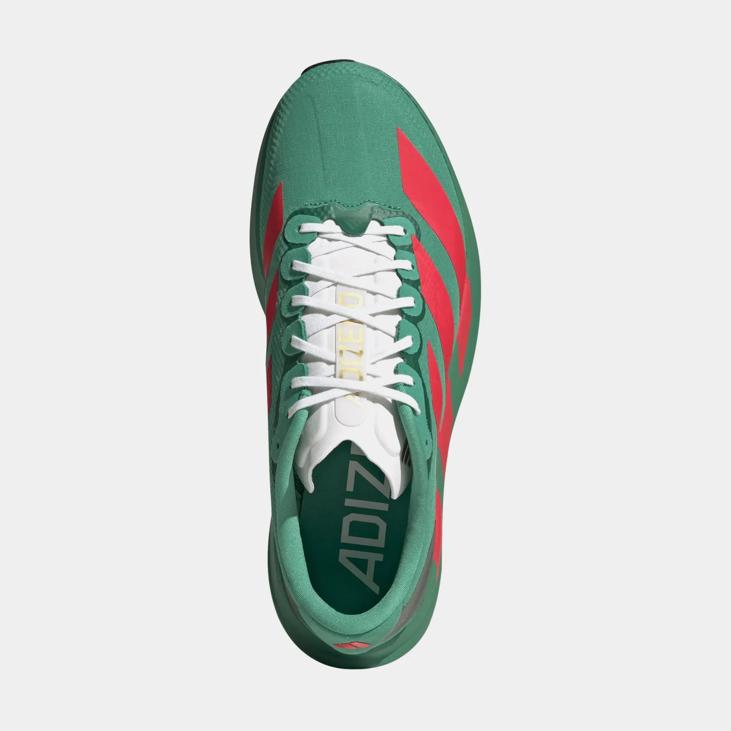 adidas Adizero Evo SL Woven Mens Running Shoes (Court Green/Lucid Red/Cloud White)