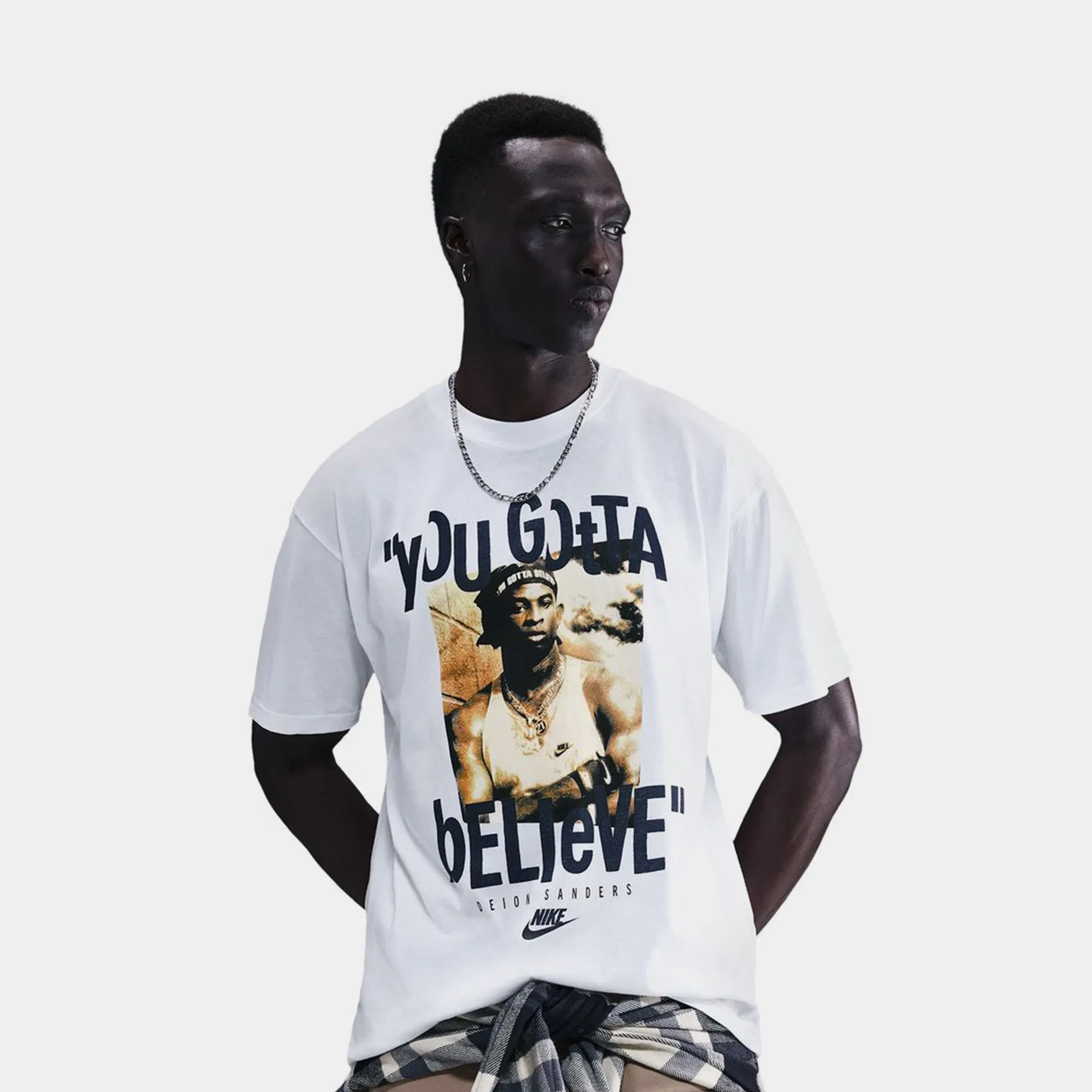 Nike Deion Sanders You Gotta Believe Mens Short Sleeve Shirt (White)