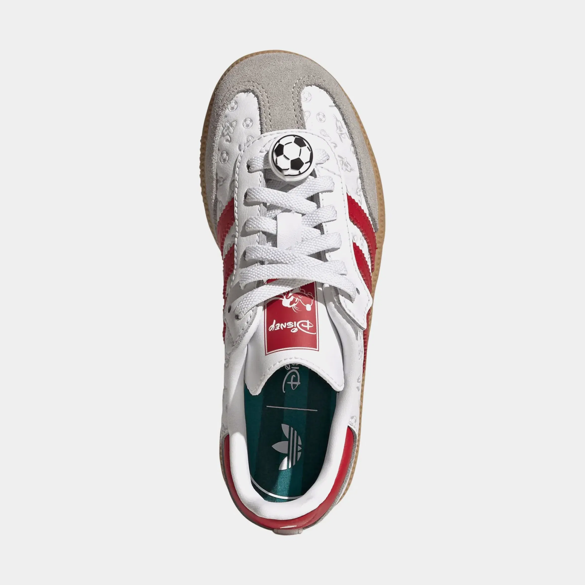 adidas Disney Samba OG Comfort Closure Elastic Lace Preschool Lifestyle Shoes (Cloud White/Better Scarlet/Gum)