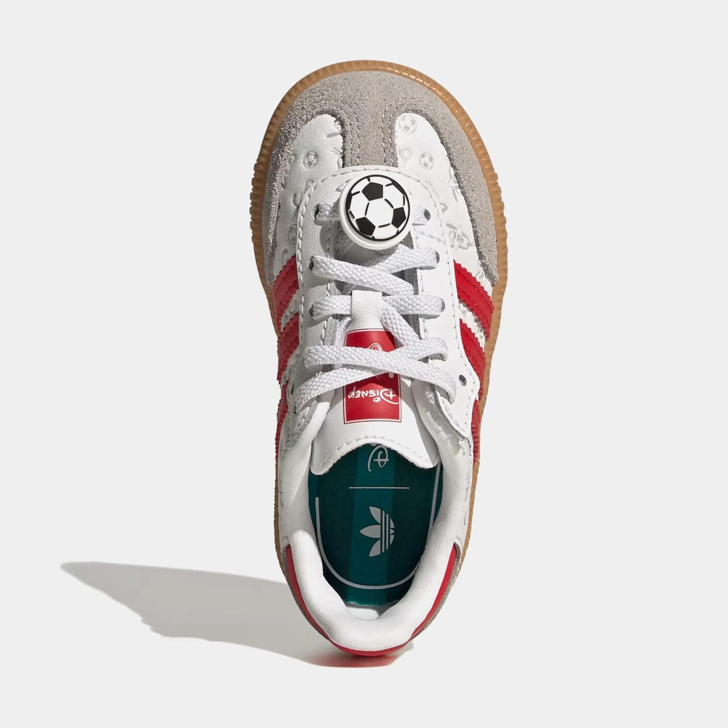 adidas Disney Samba OG Comfort Closure Elastic Lace Infant Toddler Shoes (Cloud White/Better Scarlet/Gum)