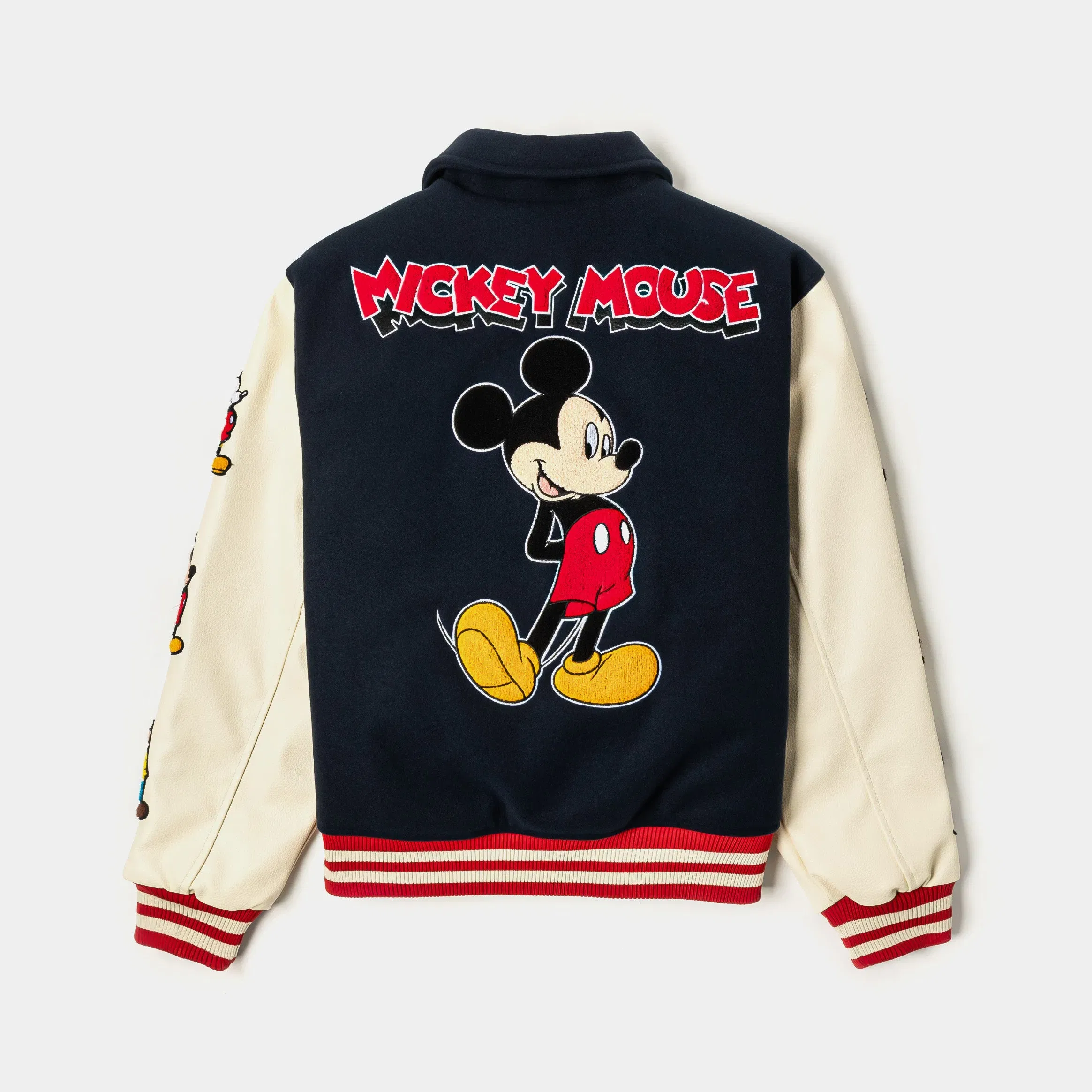 MICKEY X SP Disney Mickey and Friends By Shoe Palace Mickey Icon Varsity Mens Jacket (Navy/Tan)