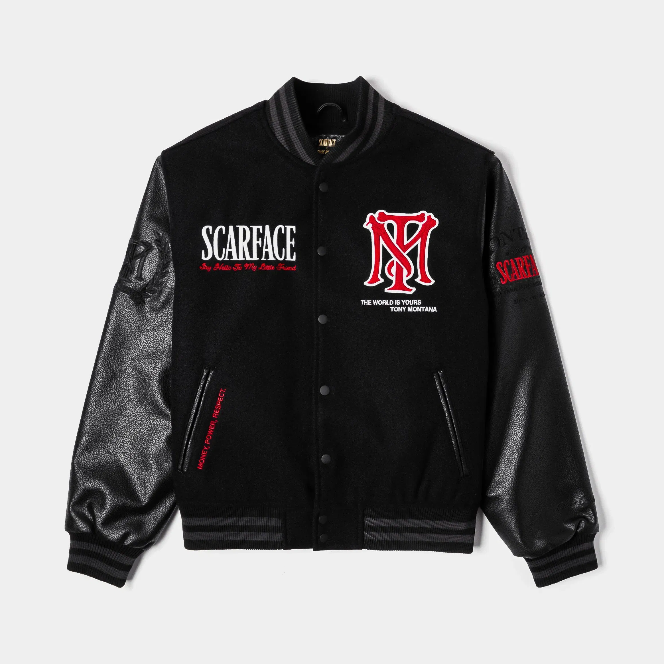 SCARFACE X SP SP x Scarface TWIY Varsity Jacket (Black/Red)